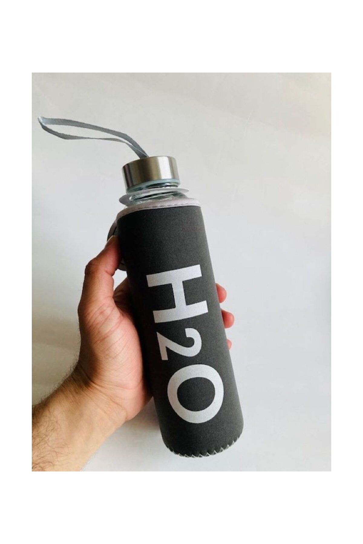 Vetrilexhome-H2O Written Stylish Glass Water Bottle with Case - 600 ml Capacity, Hygienic and Durable 4