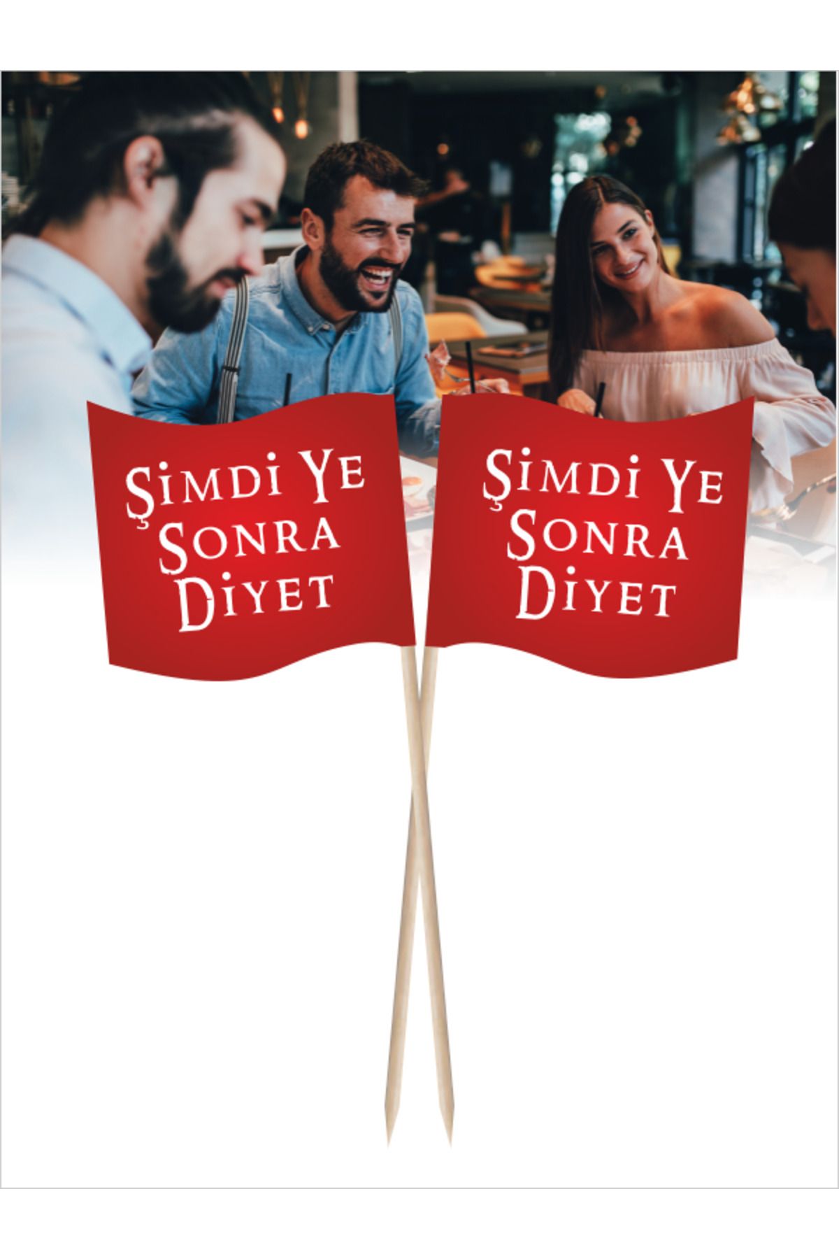 Home Şimdi Ye Sonra Diyet yazılı Yemek Kullanımlarına Uygun Çift Taraflı Bayrak Kürdan - 10 cm 30 adet