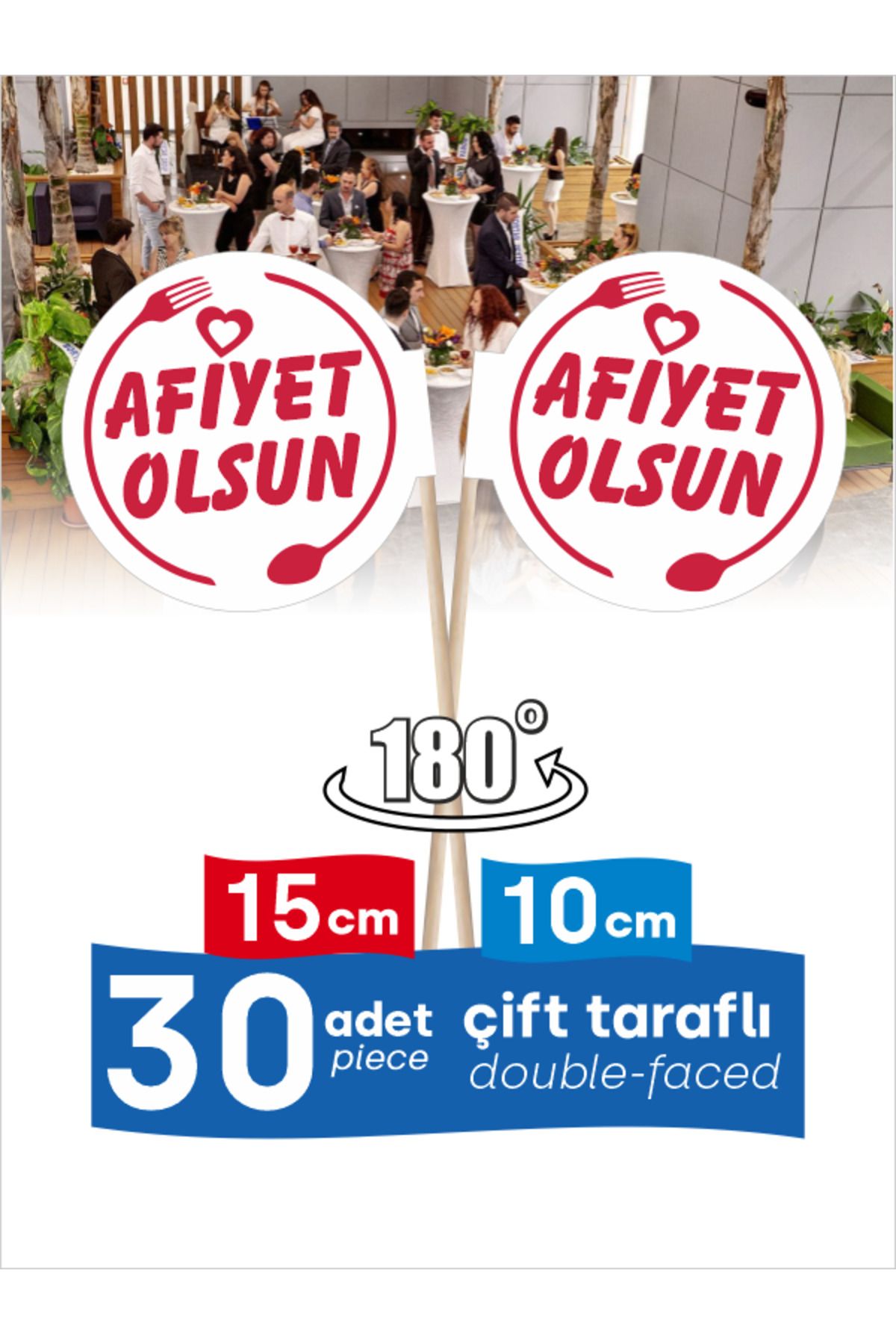 Home Afiyet Olsun Yazılı Oval Açılış, Organizasyon, Toplu Yemekler için Bayrak Kürdan - 10 cm 30 adet