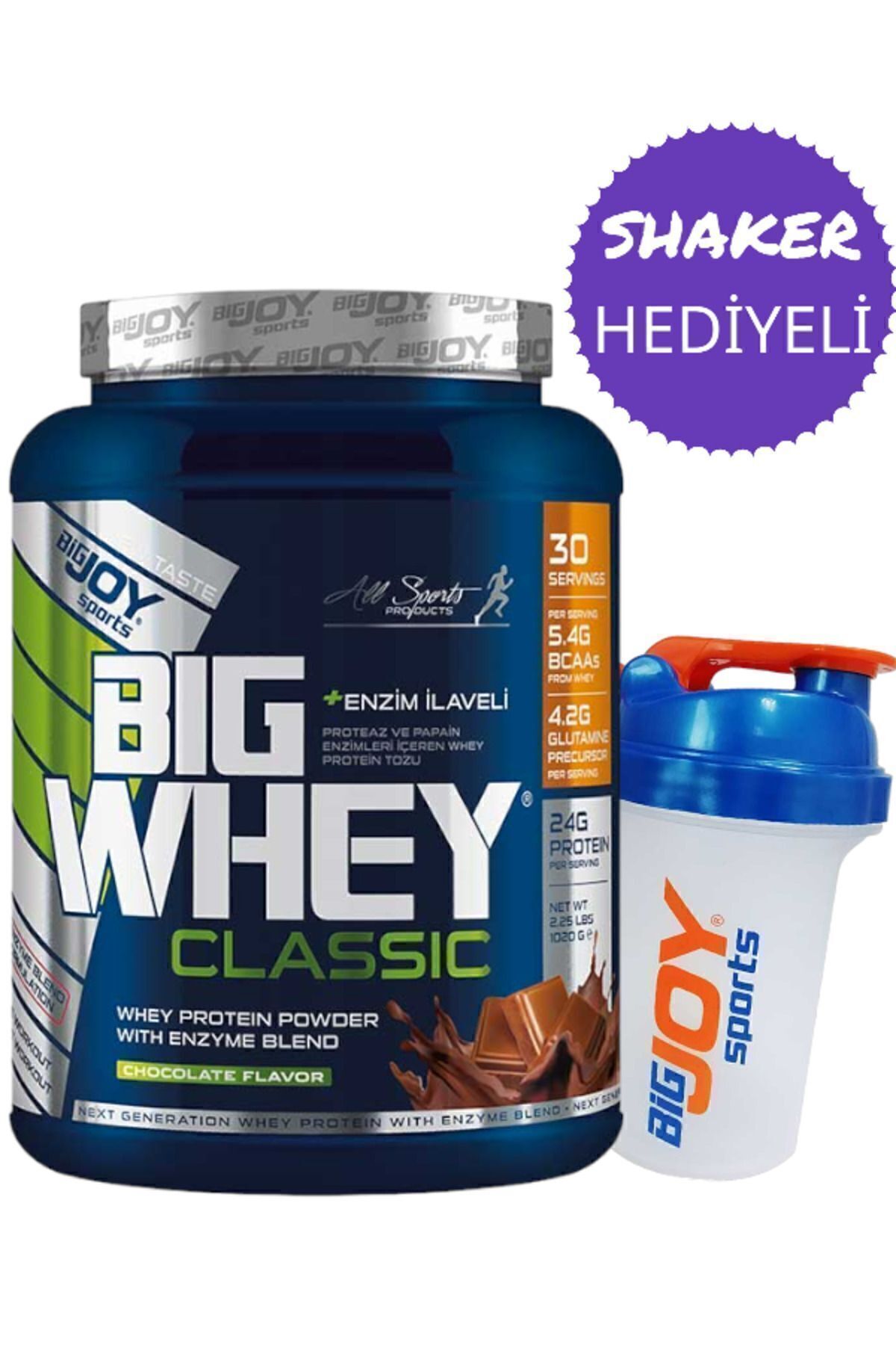 Bigjoy Sports Big Whey Classic Çikolata Aromalı Protein Tozu 30 Servis 1020gr Whey Protein Sindirim Enzimi Ilaveli-4