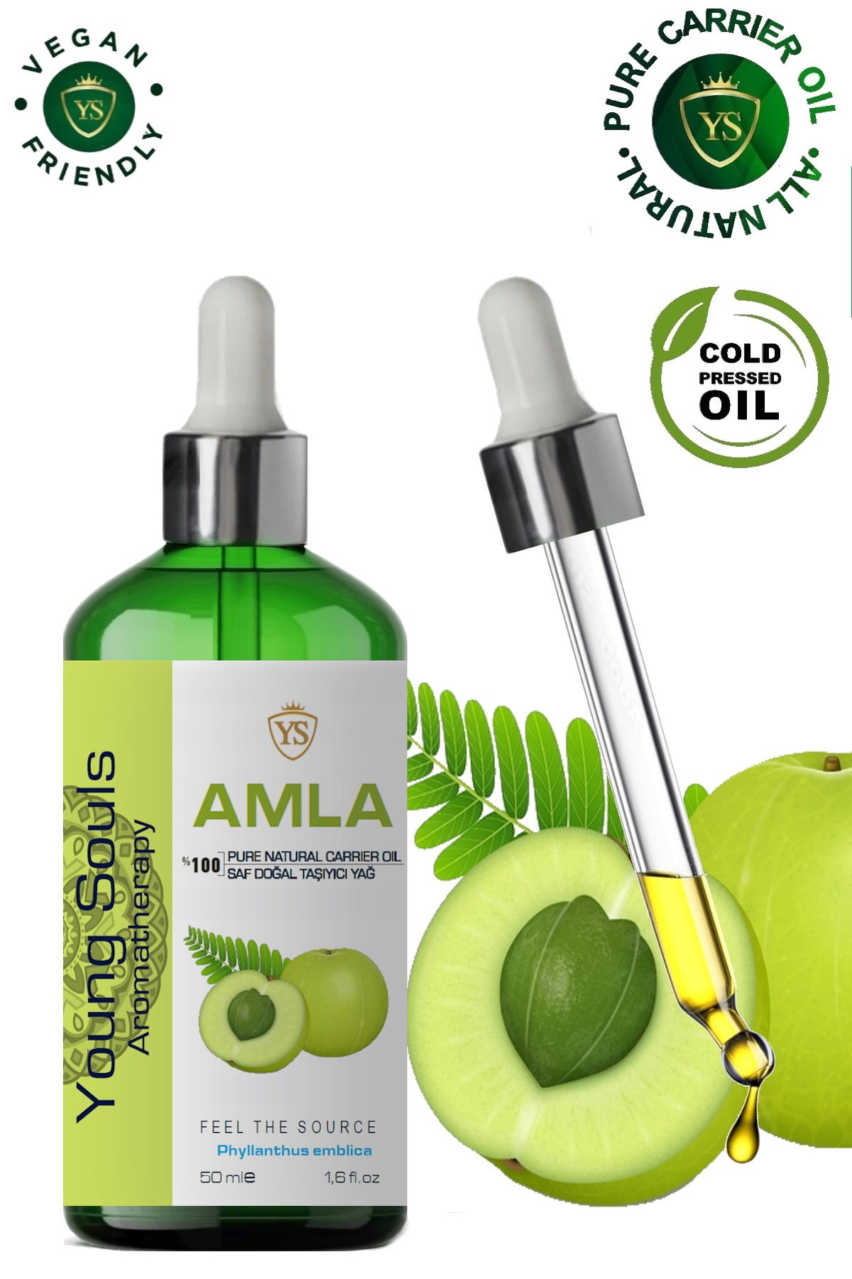 YOUNG SOULS Aromatherapy Amla Carrier Oil ( Cold Pressed ) Amla Taşıyıcı Yağ ( Soğuk Sıkım ) 50 Ml