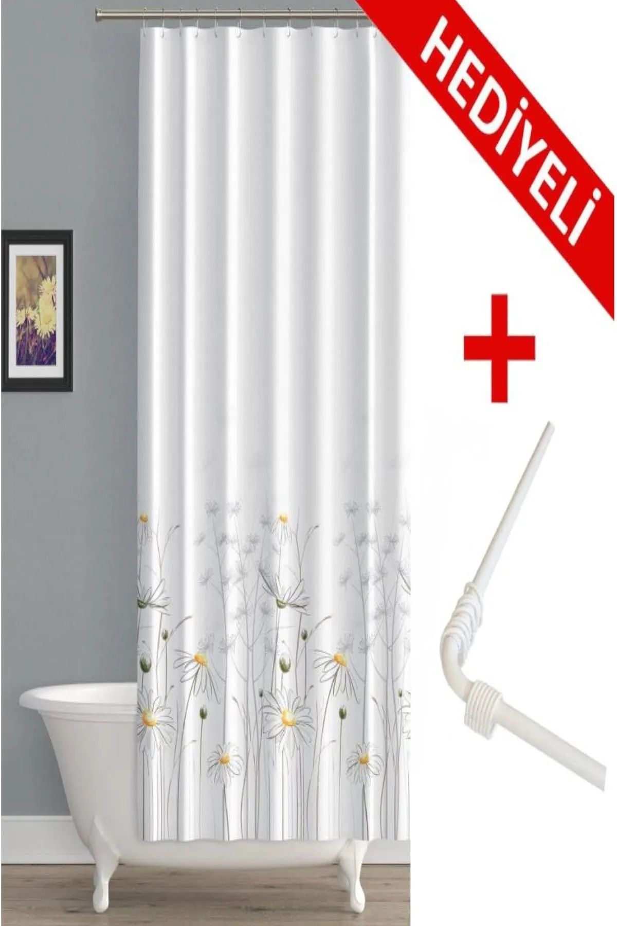 ilhanhome İlhanhome Stone Banyo Perdesi, Duş Perdesi Çift Kanatlı 2X120X200Cm
