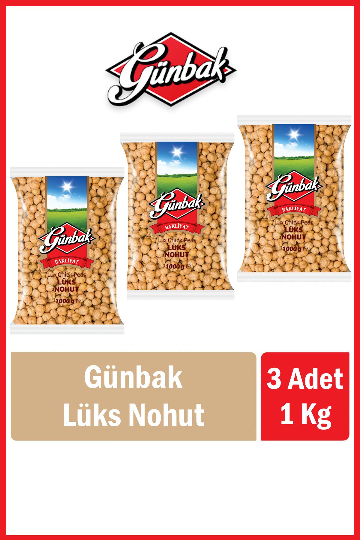 Günbak Lüks Nohut 1 Kg x 3 Adet