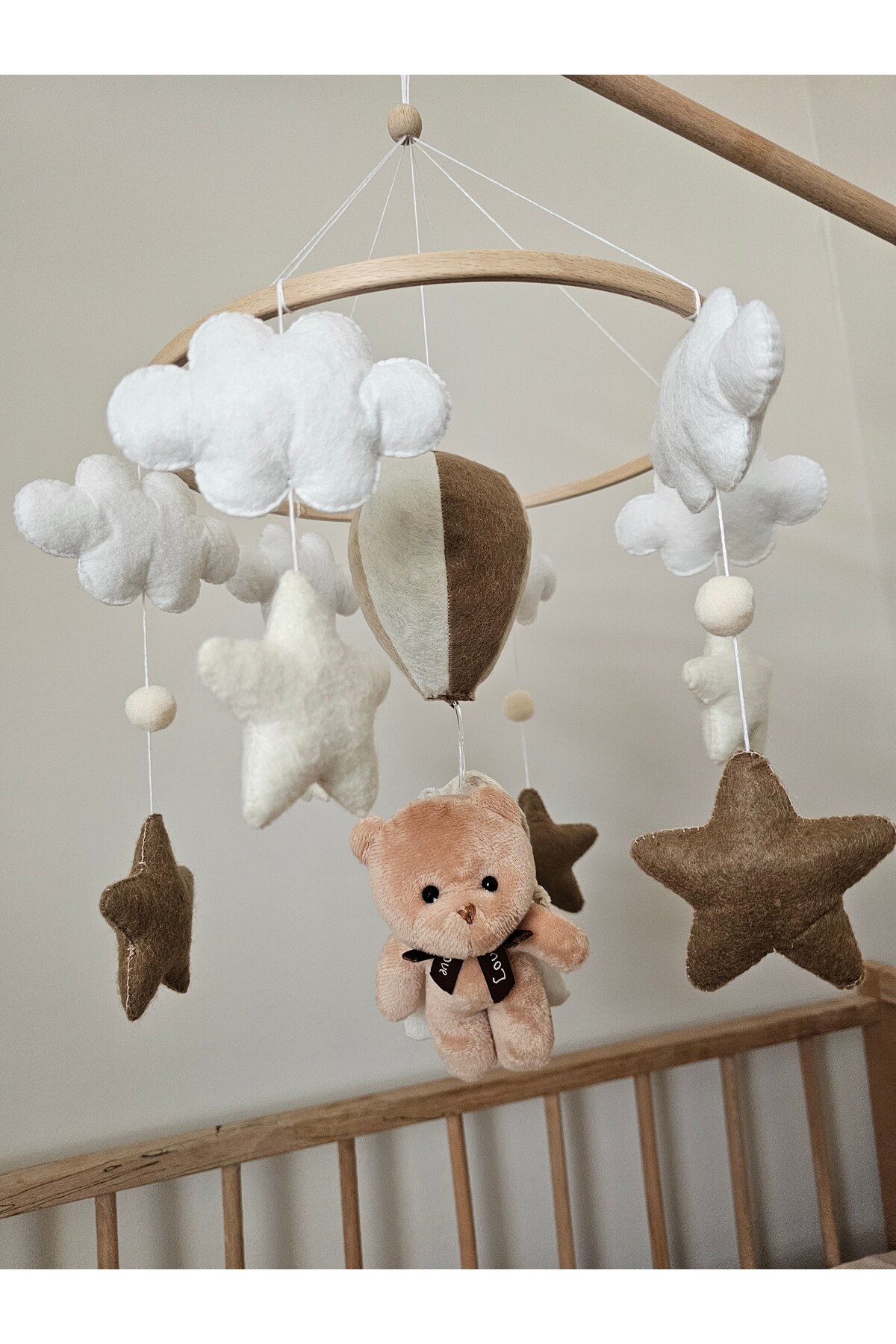 hobiimobiii IŞIKLI Müzikli Dönence  projeksiyon tavana ışık yansıtan projektör 2 kademeli bebek beşik süsü fotoğrafı 4 (önizleme)