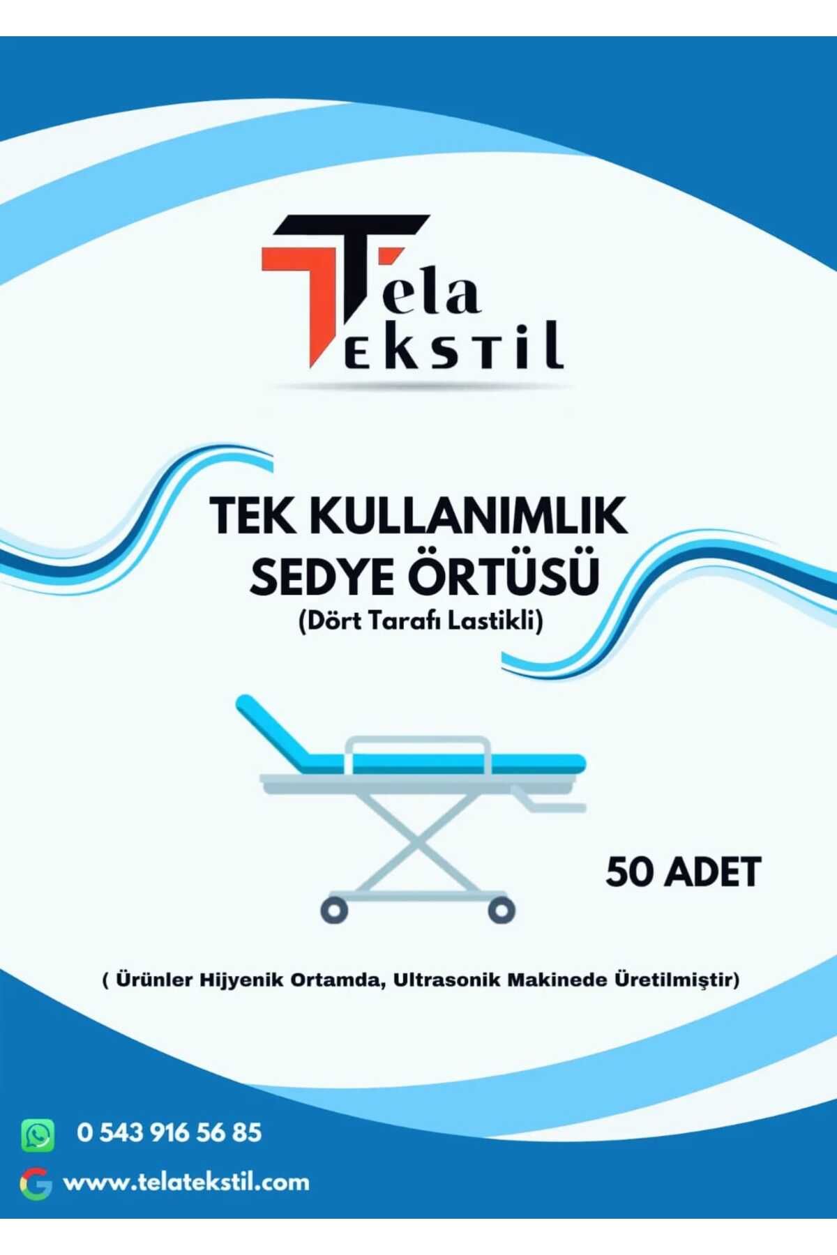 tela tekstil 50 Adet 80x240 Lastikli Tek Kullanımlık Sedye Örtüsü ( ULTRASONİK )