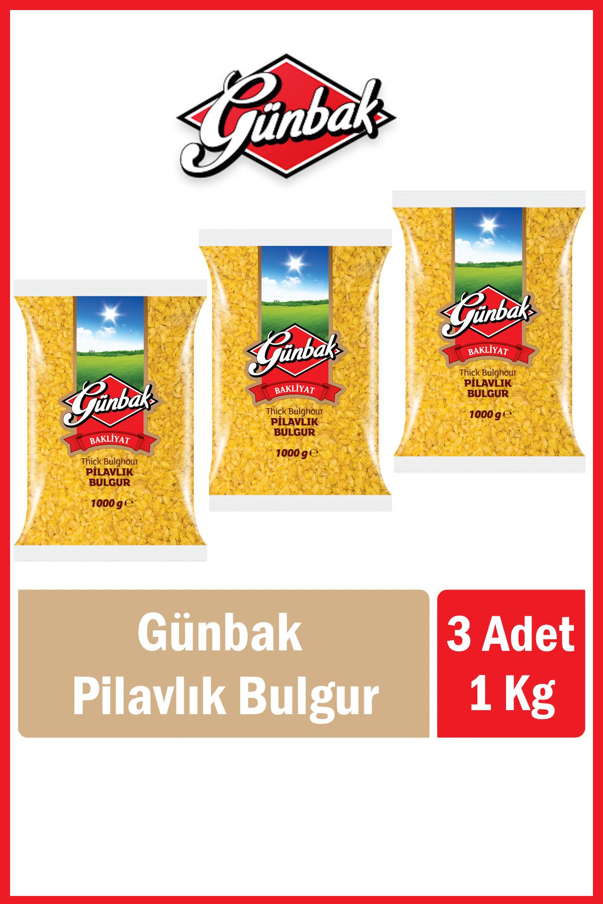 Günbak Pilavlık Bulgur 1 Kg x 3 Adet