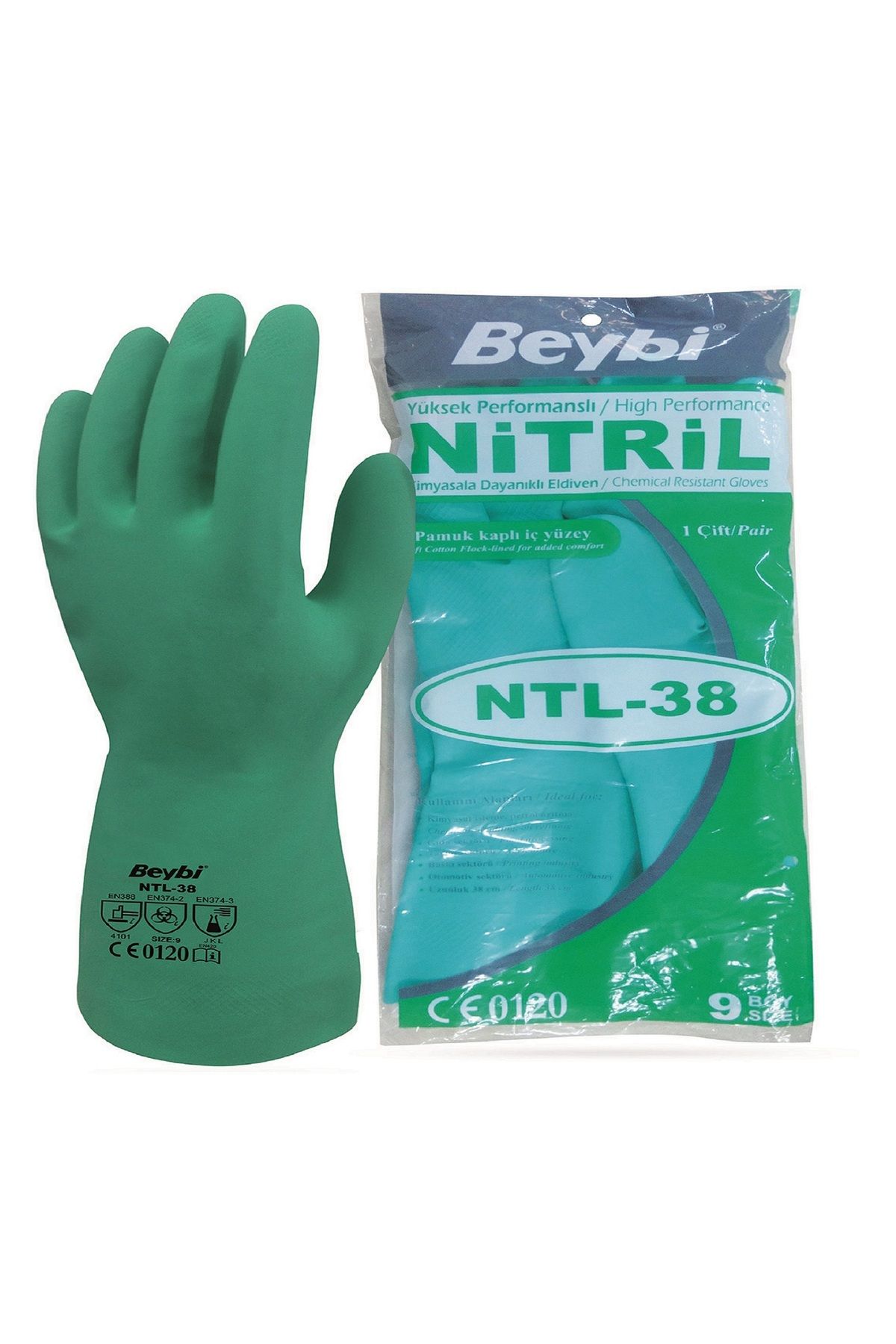 Beybi BEYBİ Ntl33 Nitril İş Eldiveni Yeşil - No 9 (1 Çift)