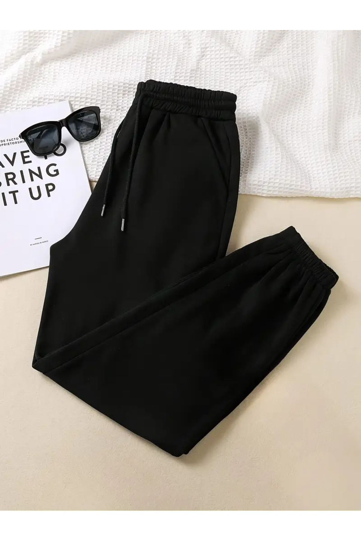 CAONNES KIŞLIK Siyah Unisex Jogger Paça Lastikli Eşofman Altı ŞAH MODAff5563424