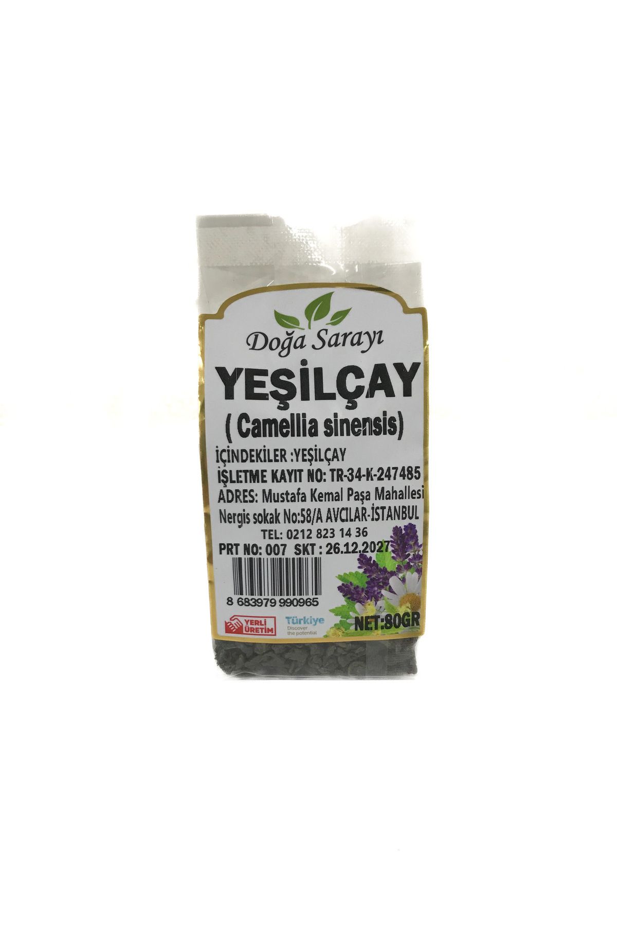 Doğa Sarayı Yeşil Çay 80gr Orjinal, Doğal Kurutulmuş, Elenmiş, Katkısız