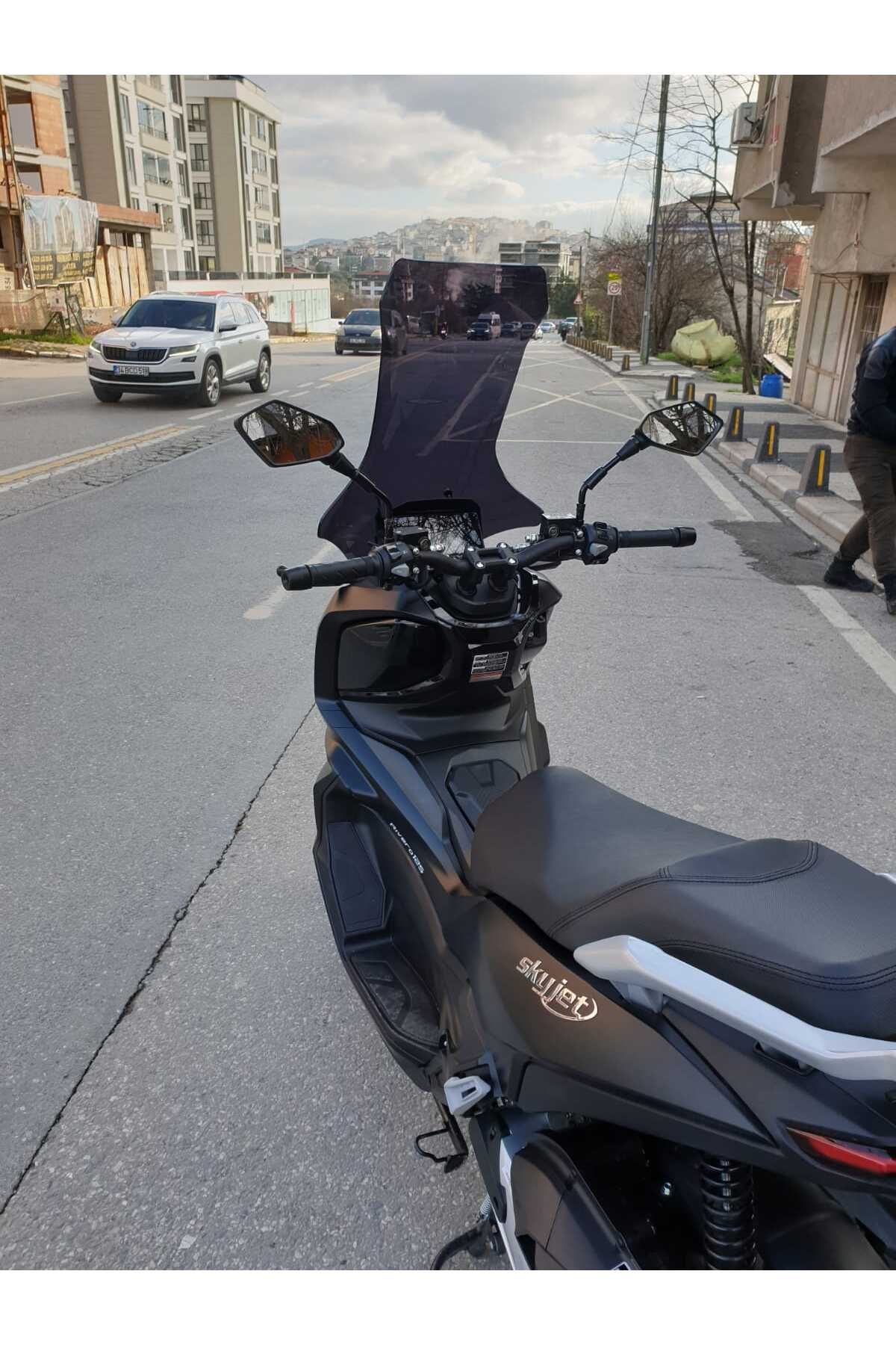 Skyjet Rivero 125 Siperlik Ön Cam 2025 Model 78cm Siyah Renkli 4mm UZUN CAM