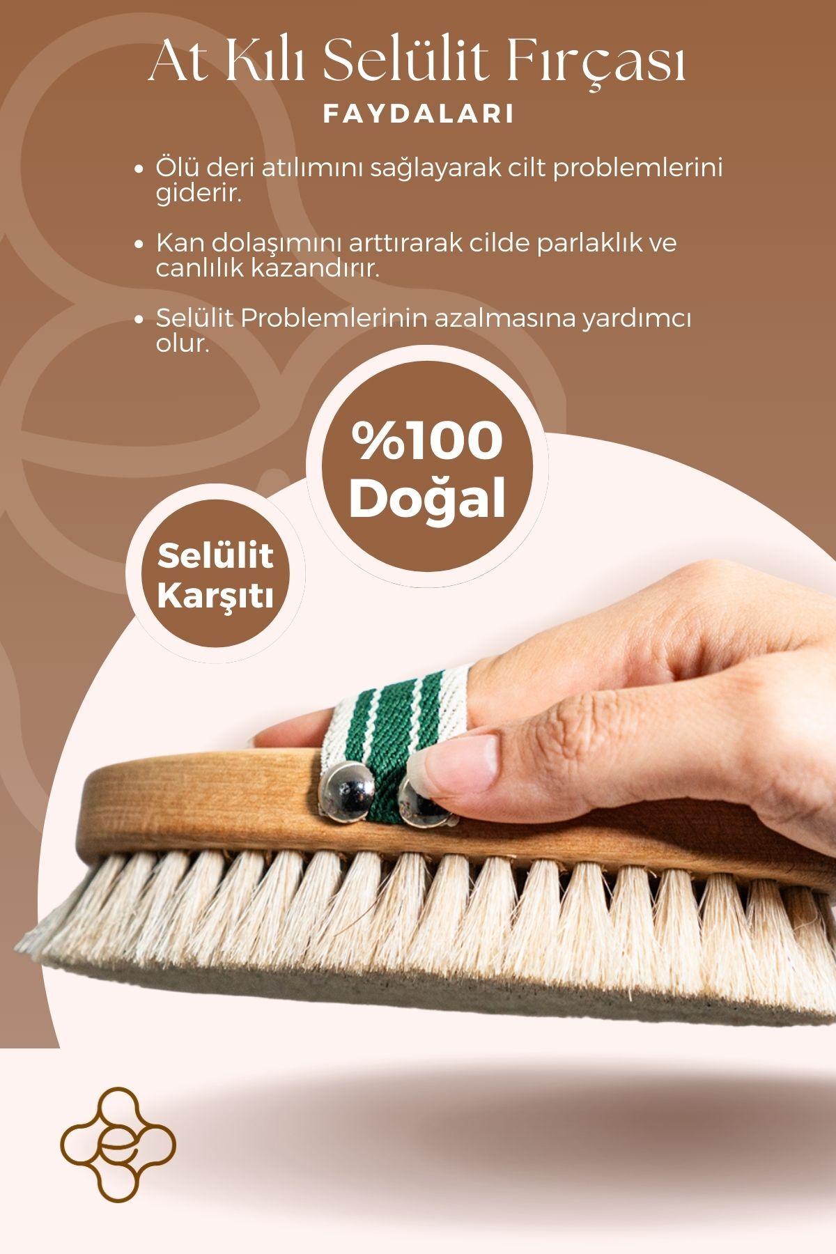 %100 Doğal At Kılı Selülit Fırçası Çatlak Selülit Ve Batık Karşıtı — AtKılıFırça — تصویر 3 از 5