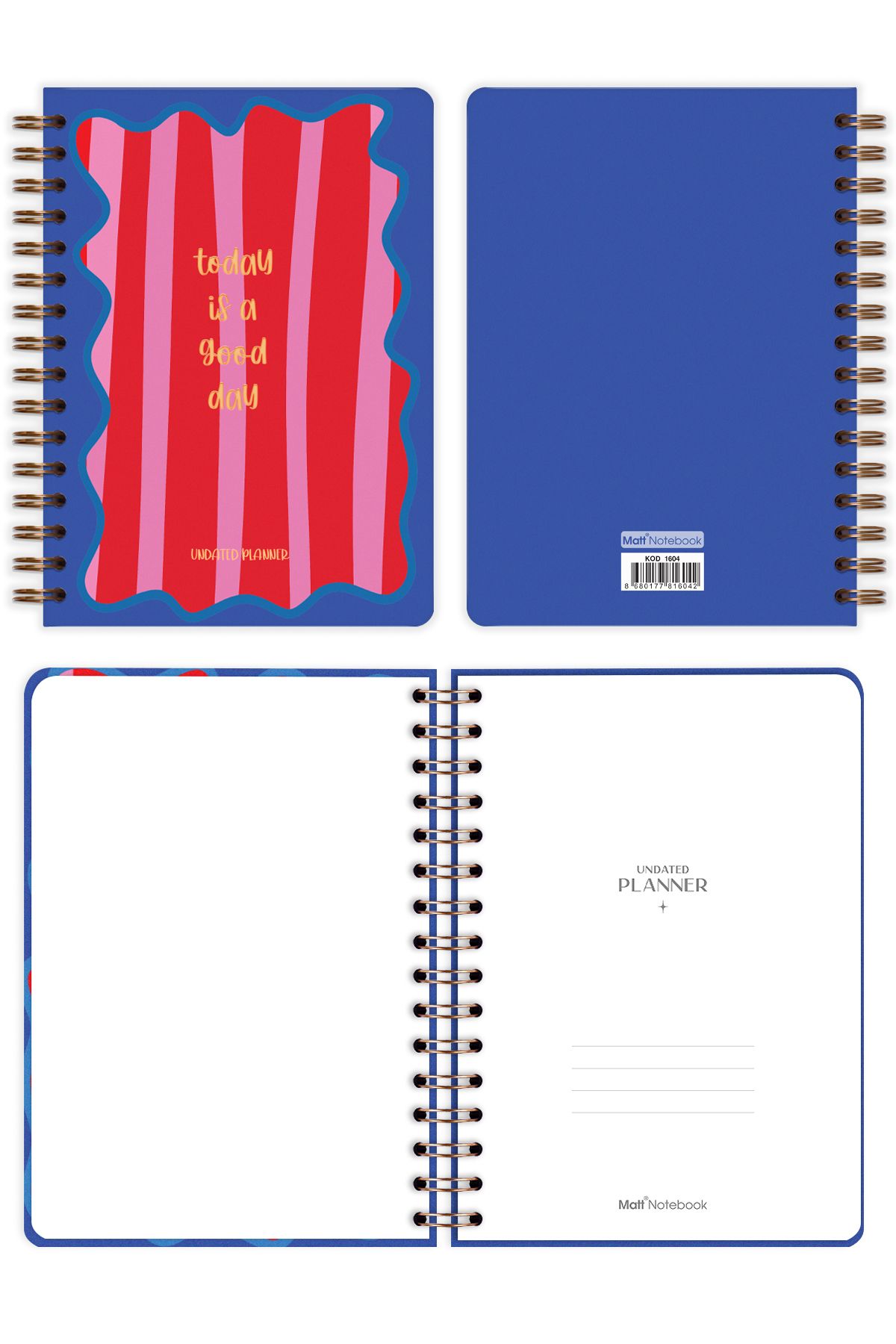 Matt Notebook-Agenda planificator fără timp A5 Spiral 5