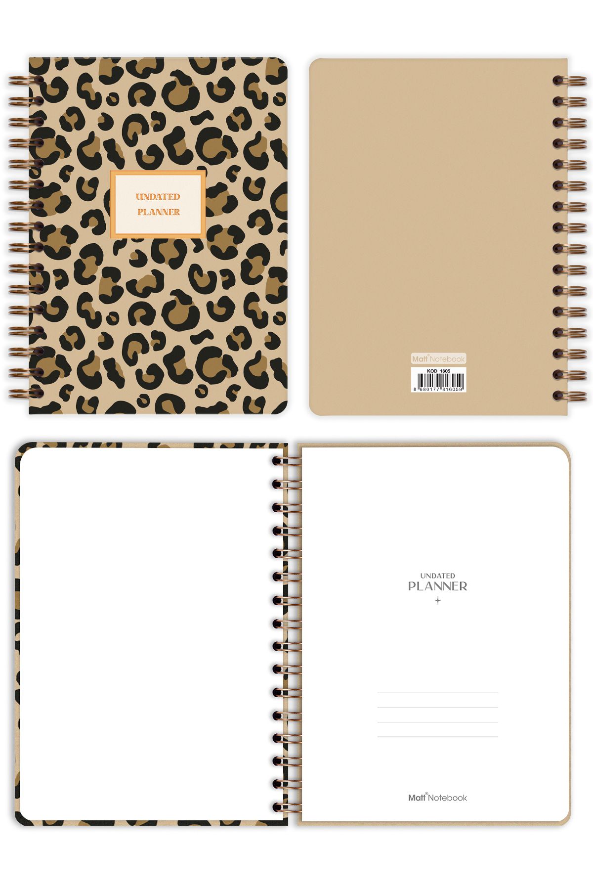 Matt Notebook-Planificator A5 Spiral Bound Agenda Leopard 5