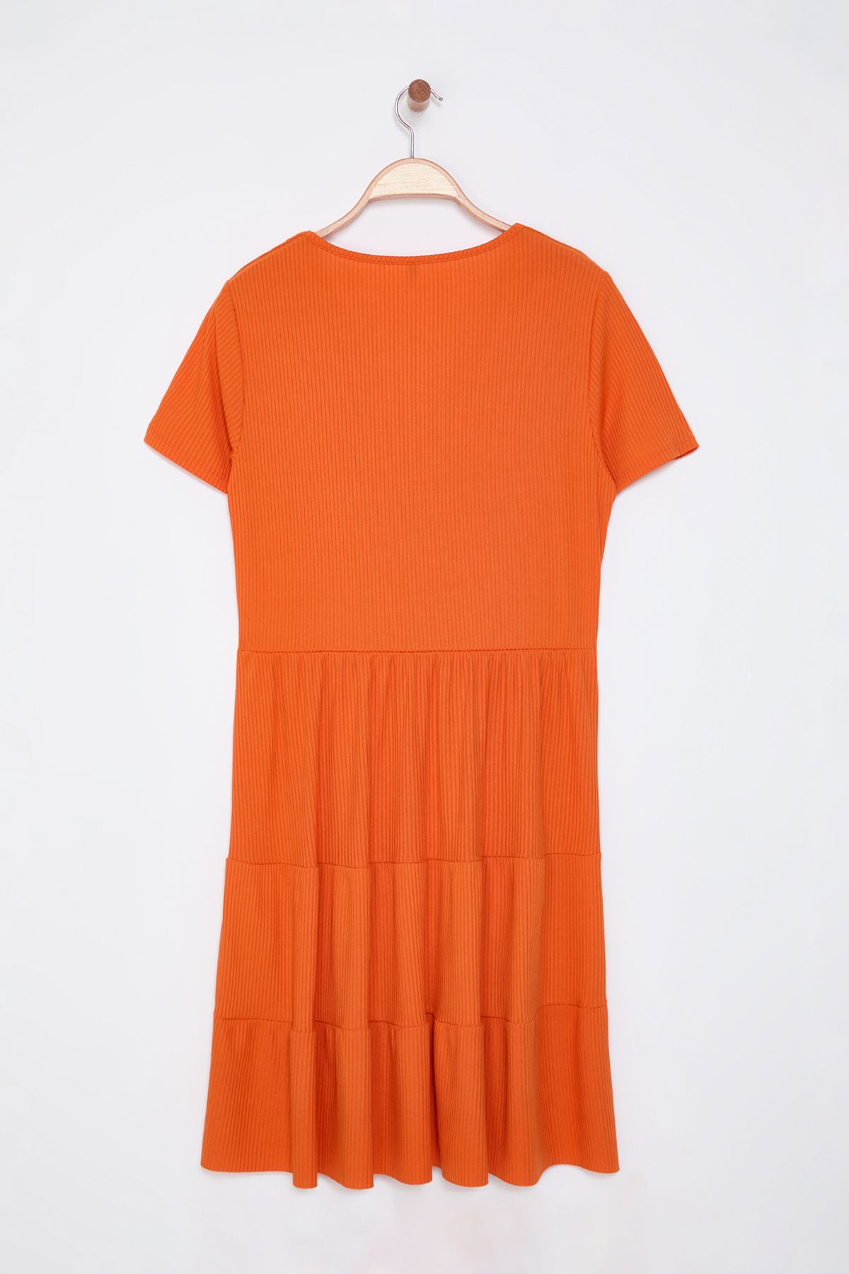 Trendyol Curve-Помаранчева сукня з V-подібним вирізом Stakter Orme Plus Size TBBSS22EL1638 10
