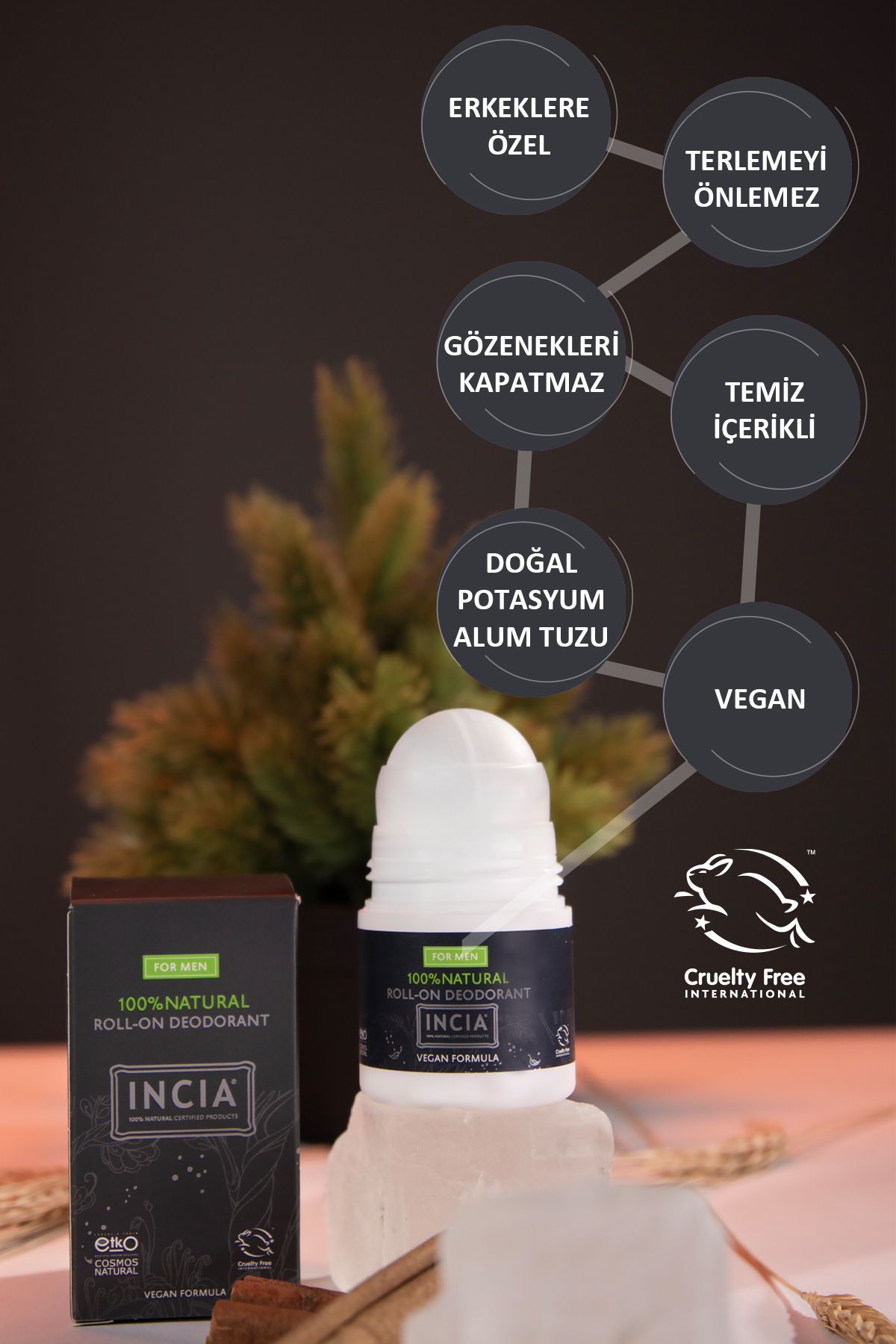 Incia-100 % natürliches Roll-On-Deodorant für Männer, Anti-Schweiß, geruchsneutral, 50 ml 5
