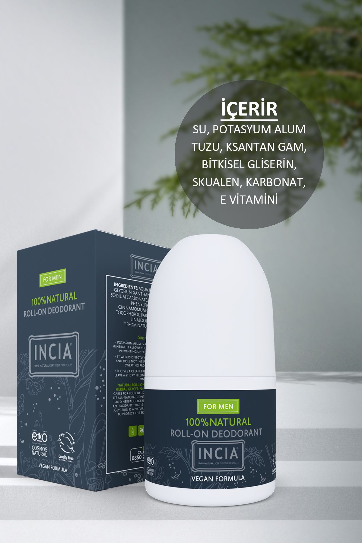 Incia-100 % natürliches Roll-On-Deodorant für Männer, Anti-Schweiß, geruchsneutral, 50 ml 4
