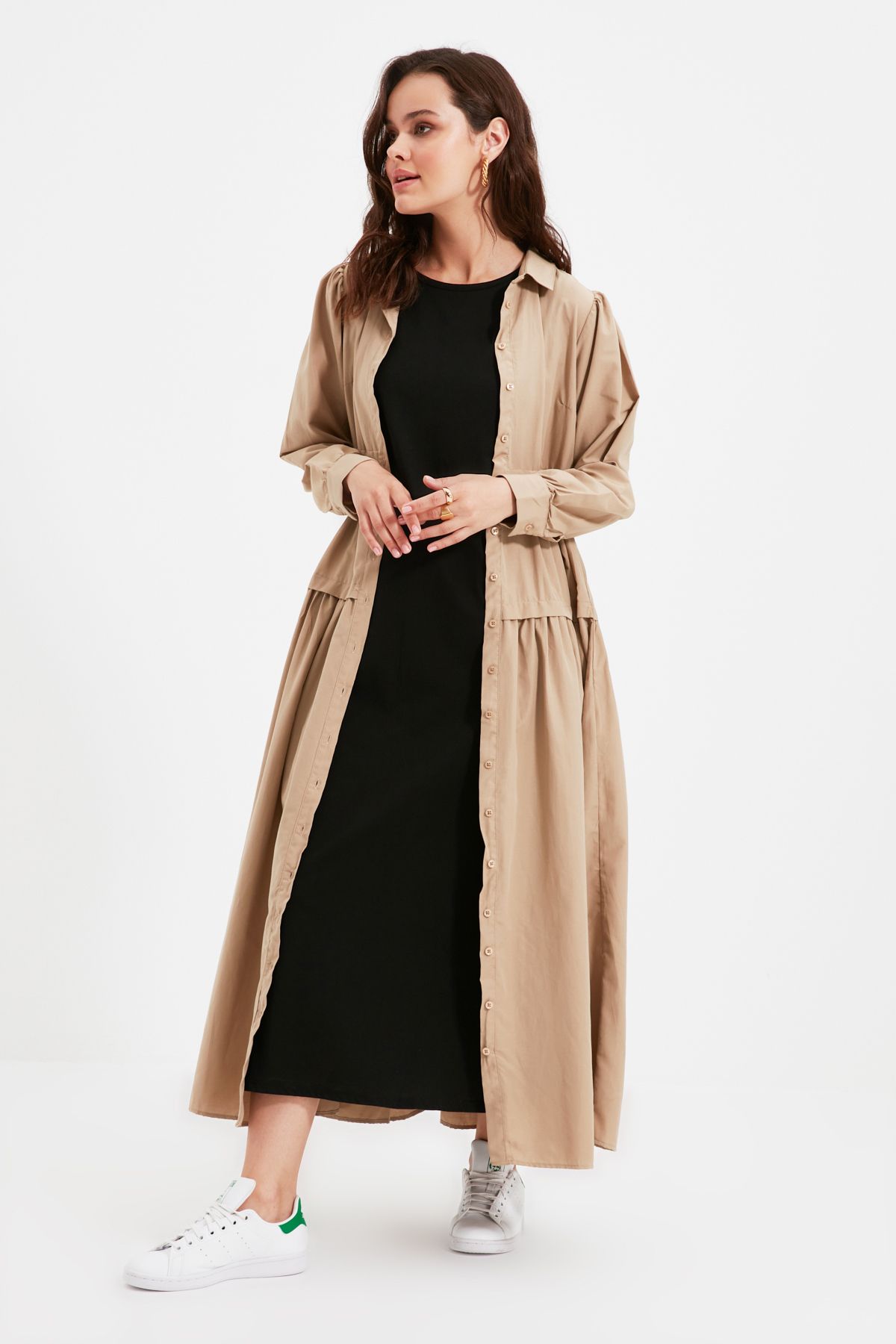 Trendyol Modest-Schwarzes und steinfarbenes 2-teiliges Kleid aus 100 % Baumwolle – TCTAW22UK0110 7