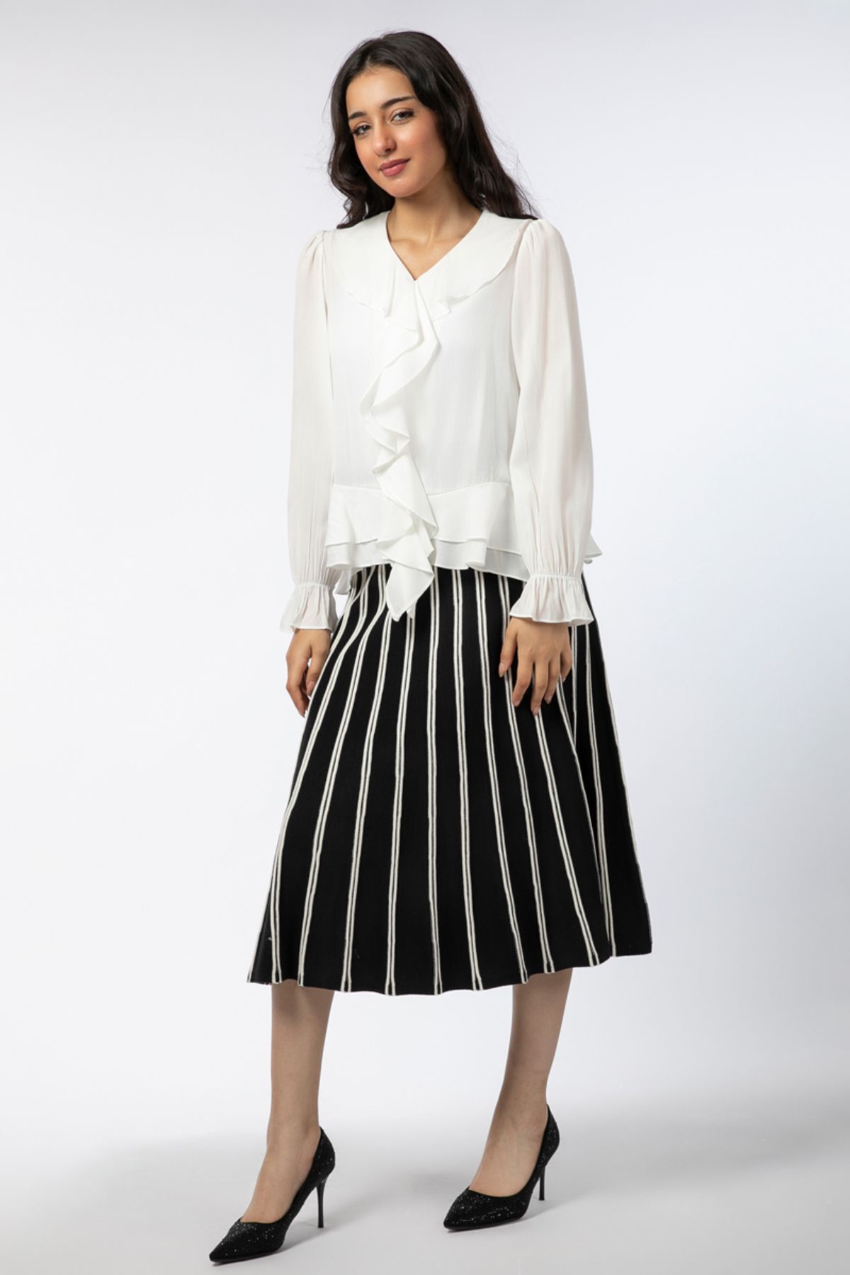 RİNA-ModernMinimalist Midi Skirt_XL_Black 4