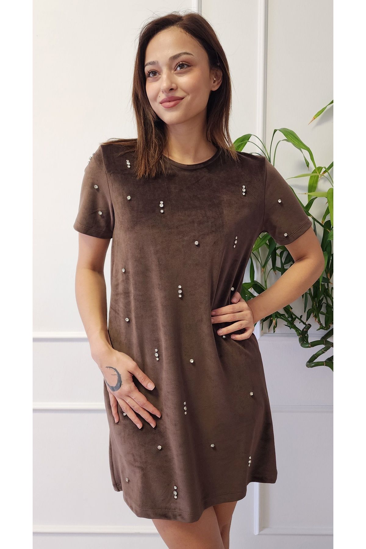Nisan-Rhinestone Velvet Dress N25-2000 5