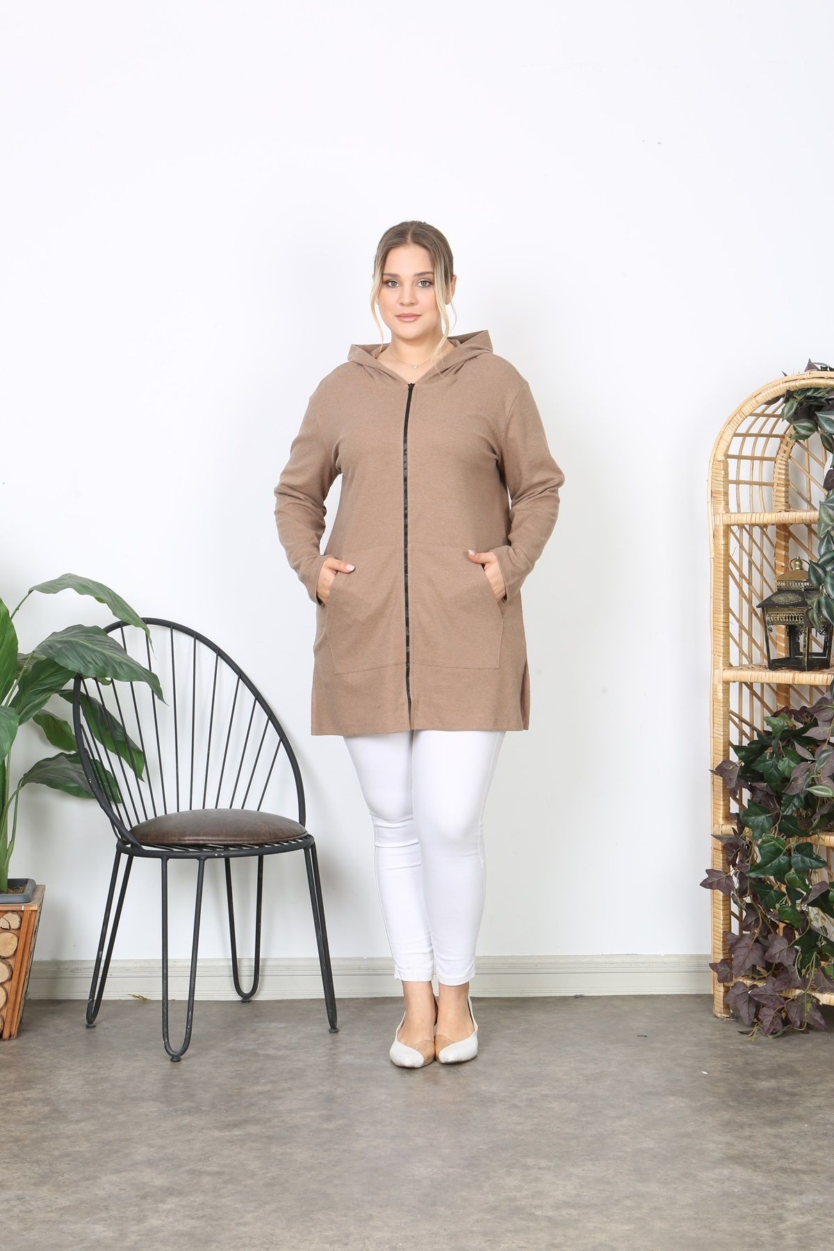 ESPİNA-Plus Size Soft Quality Tunic with Pockets and Zipper 5