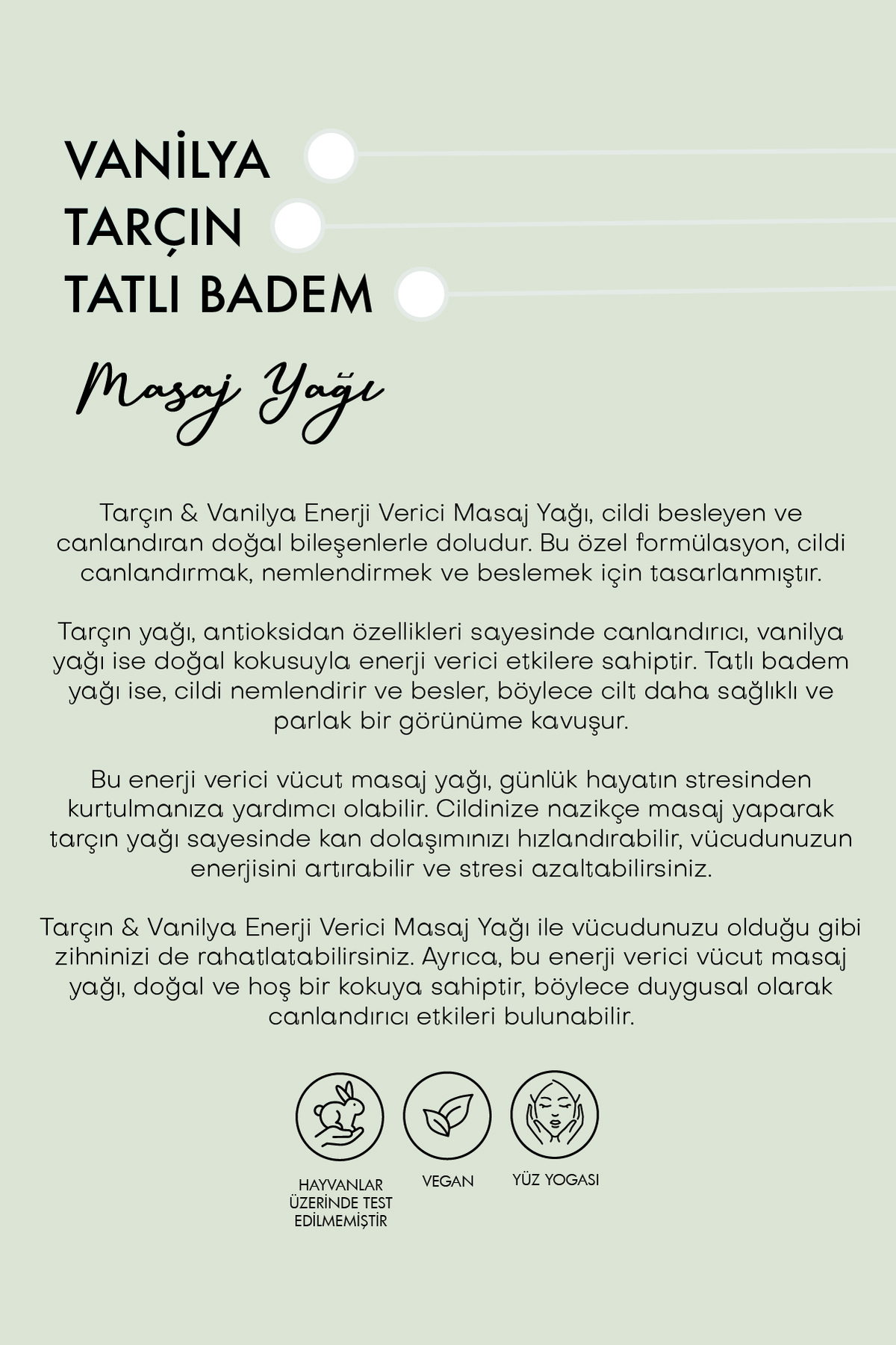 Tarçın & Vanilya Enerji Verici Masaj Yağı (100 ML) — Enerji Verici, Nemlendirici — تصویر 4 از 5
