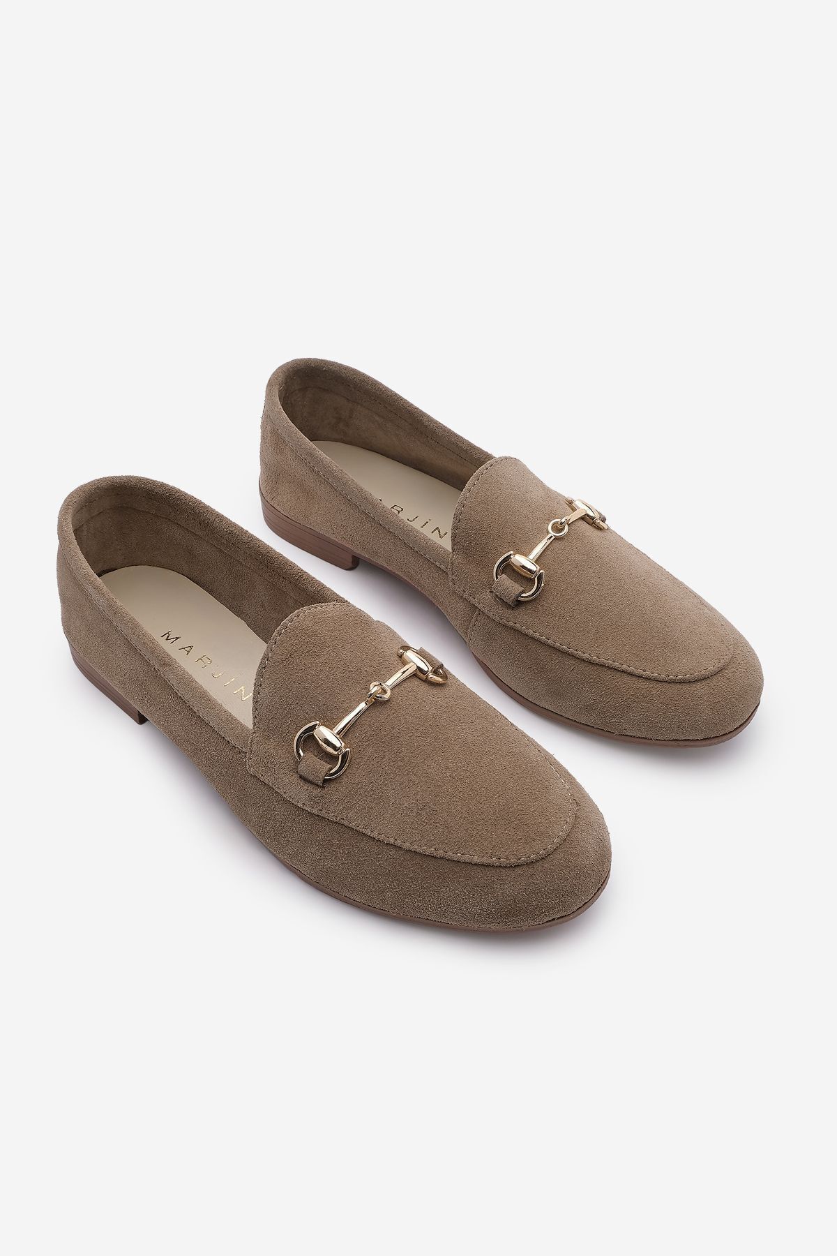 Marjin-Damen-Loafer aus echtem Leder mit Kette – Tanle Tan Wildleder-Freizeitschuhe 5