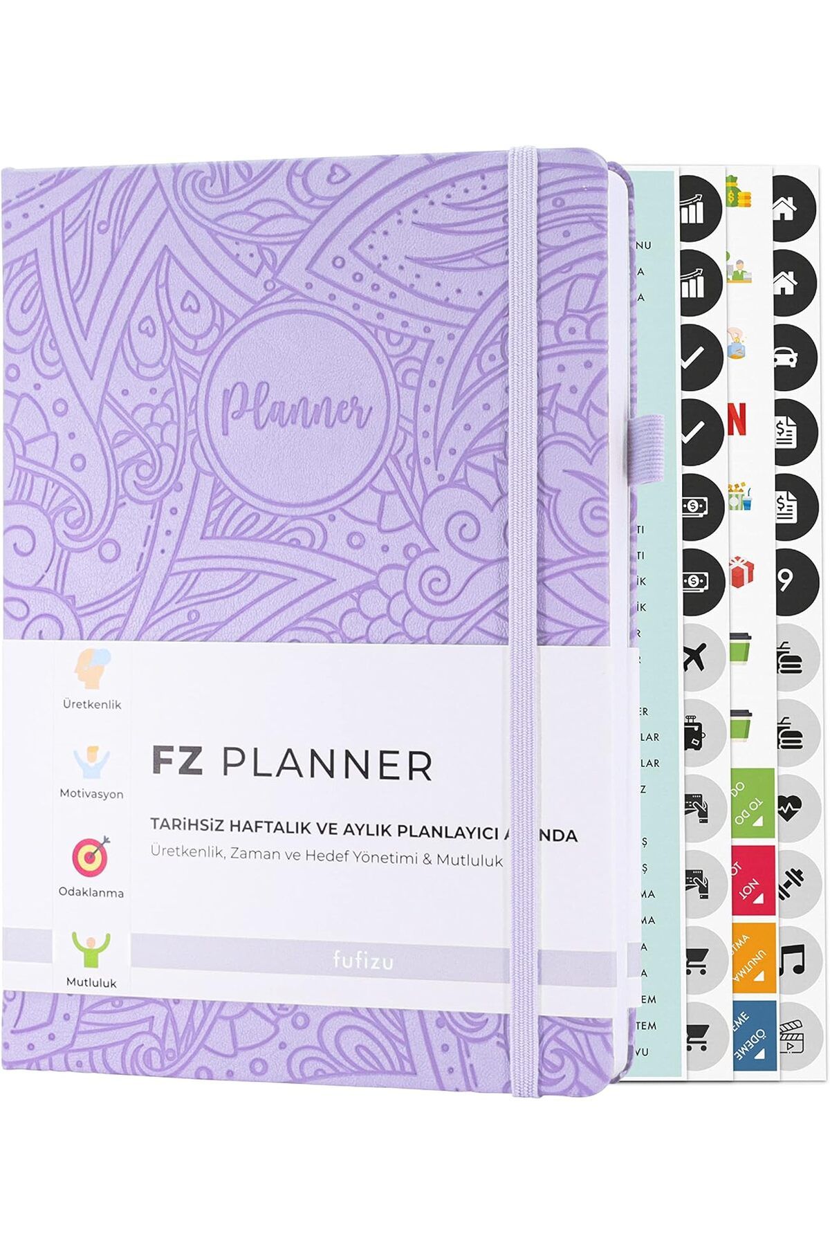 STOREMAX EMLshop Fz Planner Tarihsiz Haftalık Planlayıcı Deri Ajanda Etnik, Lila VDesing 986362