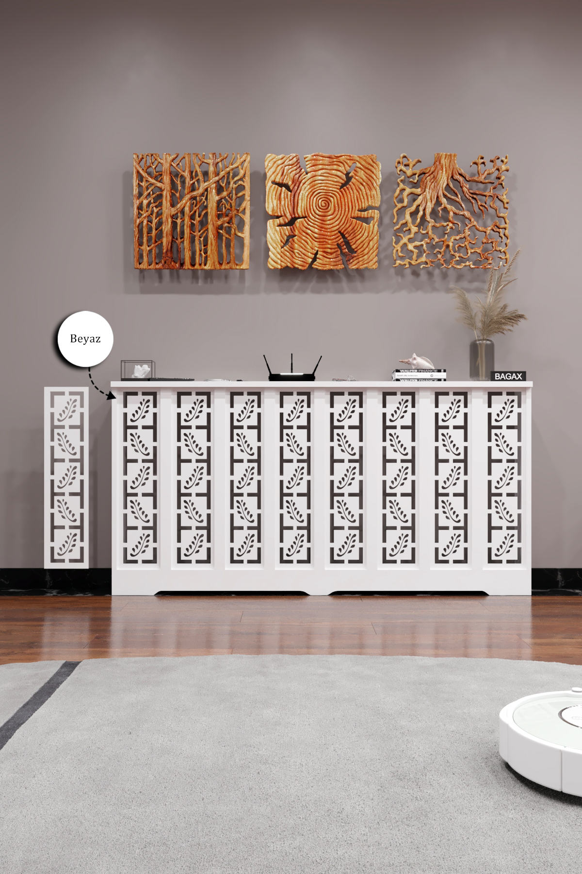 Assos Model, White-Top Pine Color, 156 cm Honeycomb Coating, Dresser