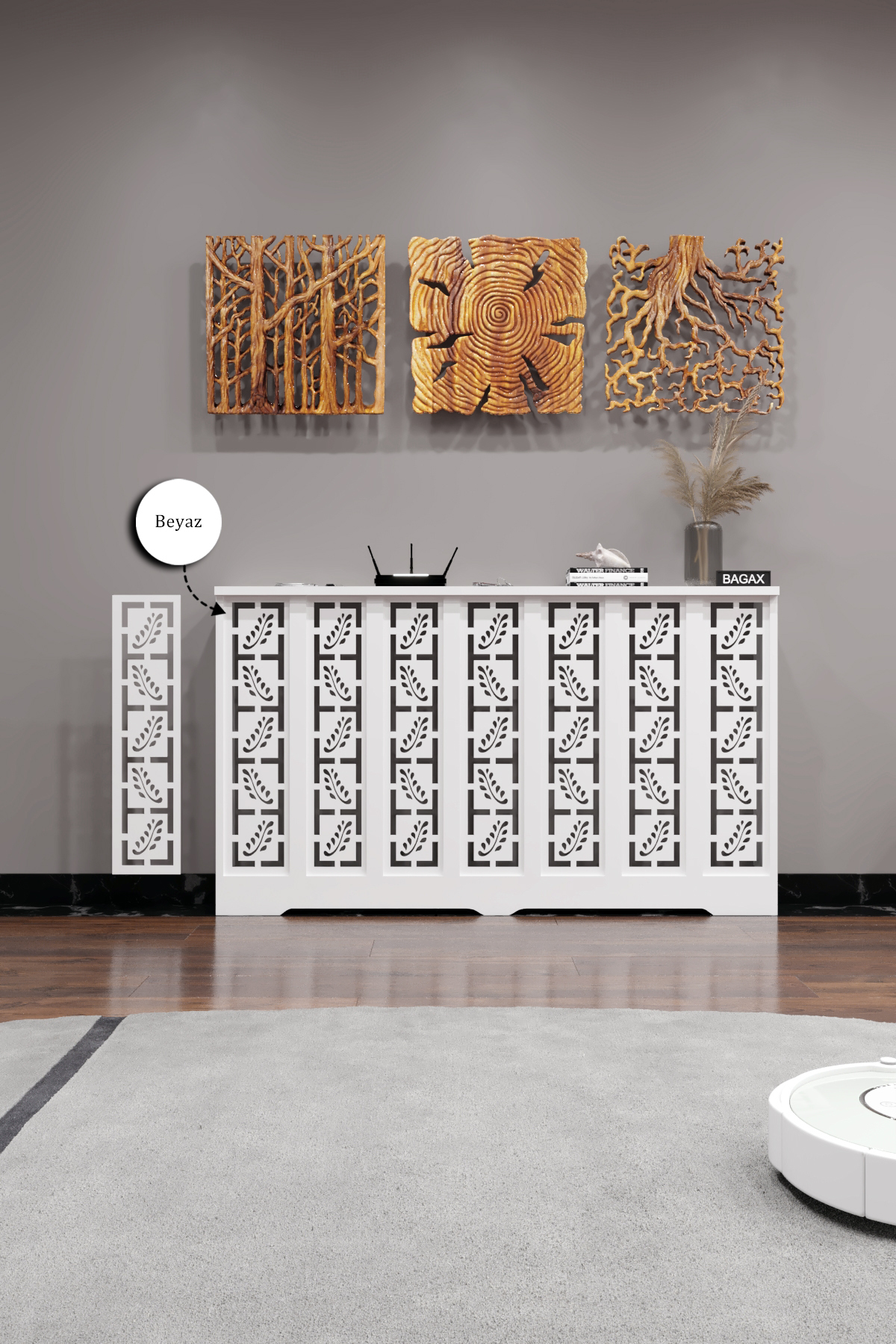 Assos Model, White-Top Pine Color, 136 cm Honeycomb Coating, Dresser