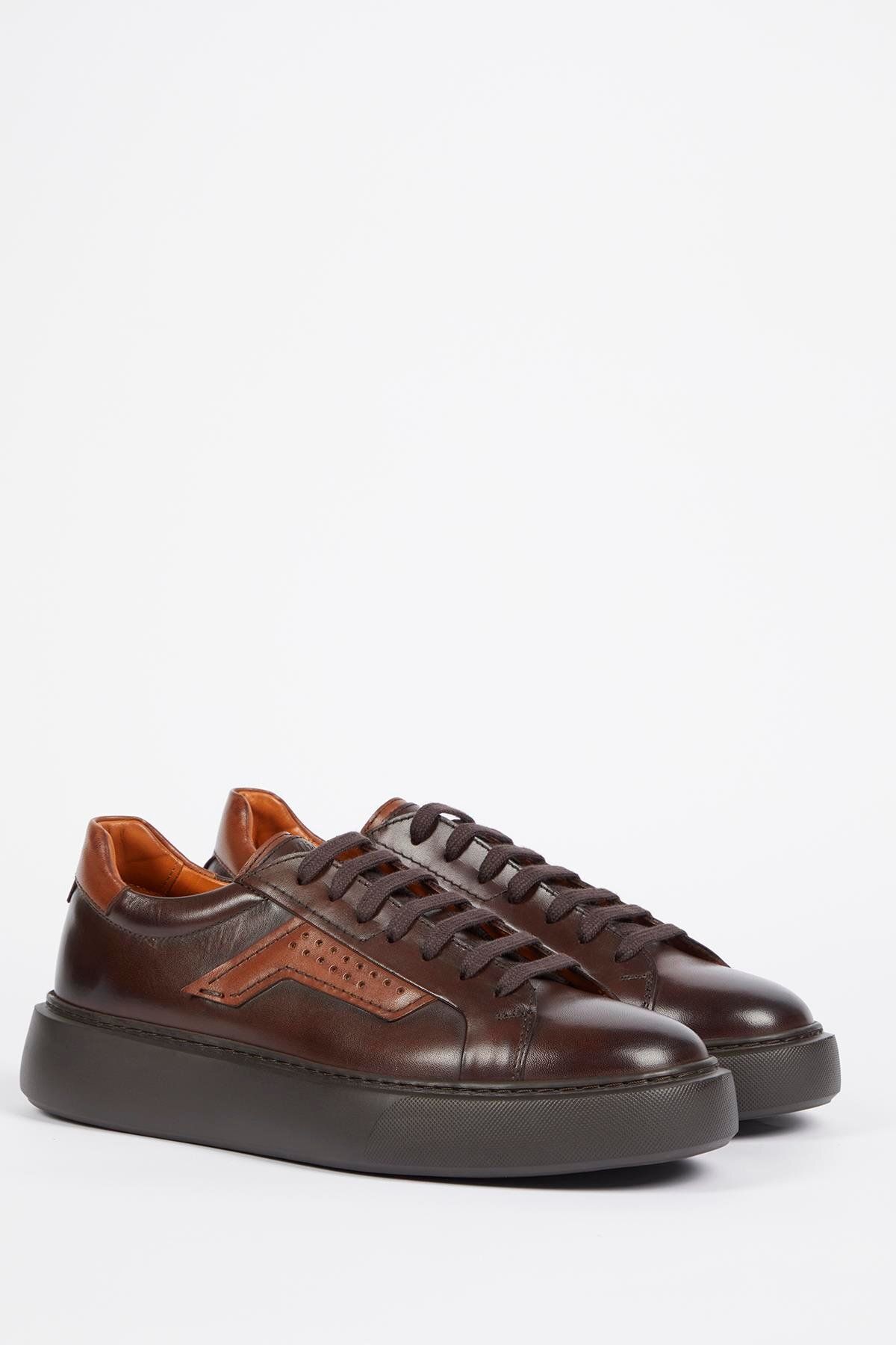Galliano Shoes-حذاء رياضي ريميني جلد طبيعي أسود ناعم - نعل بالون 2