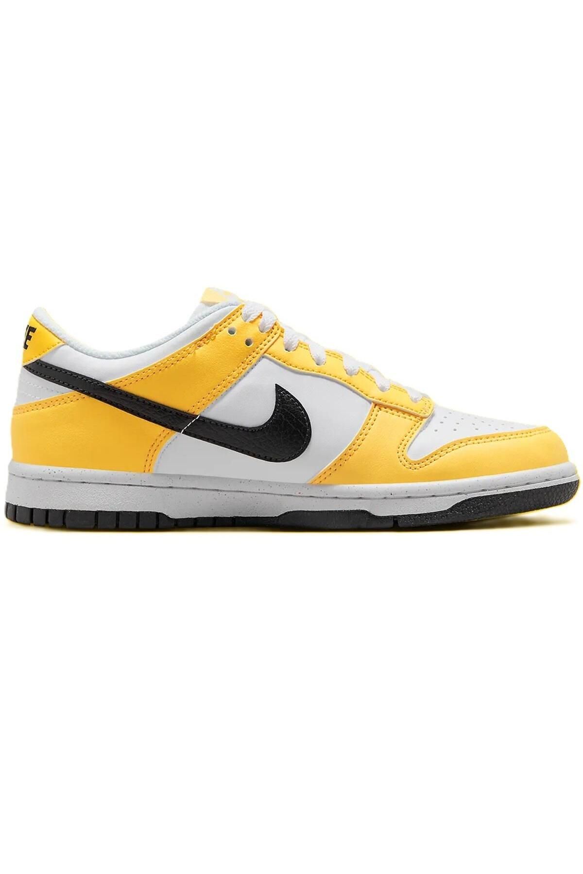 Nike-Unisex Dunk Low Nn Gs - Genuine Leather White Yellow Casual Sneakers 1