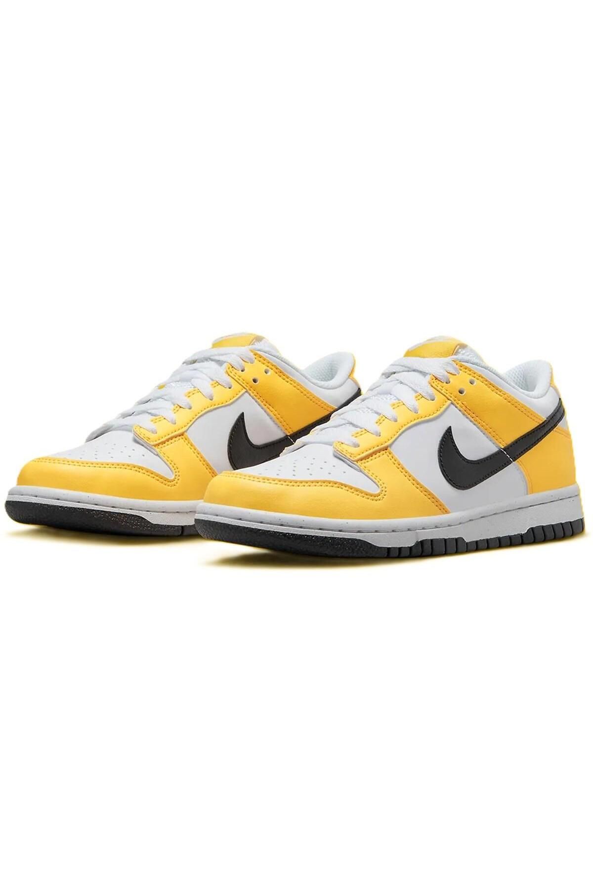 Nike-Unisex Dunk Low Nn Gs - Genuine Leather White Yellow Casual Sneakers 3