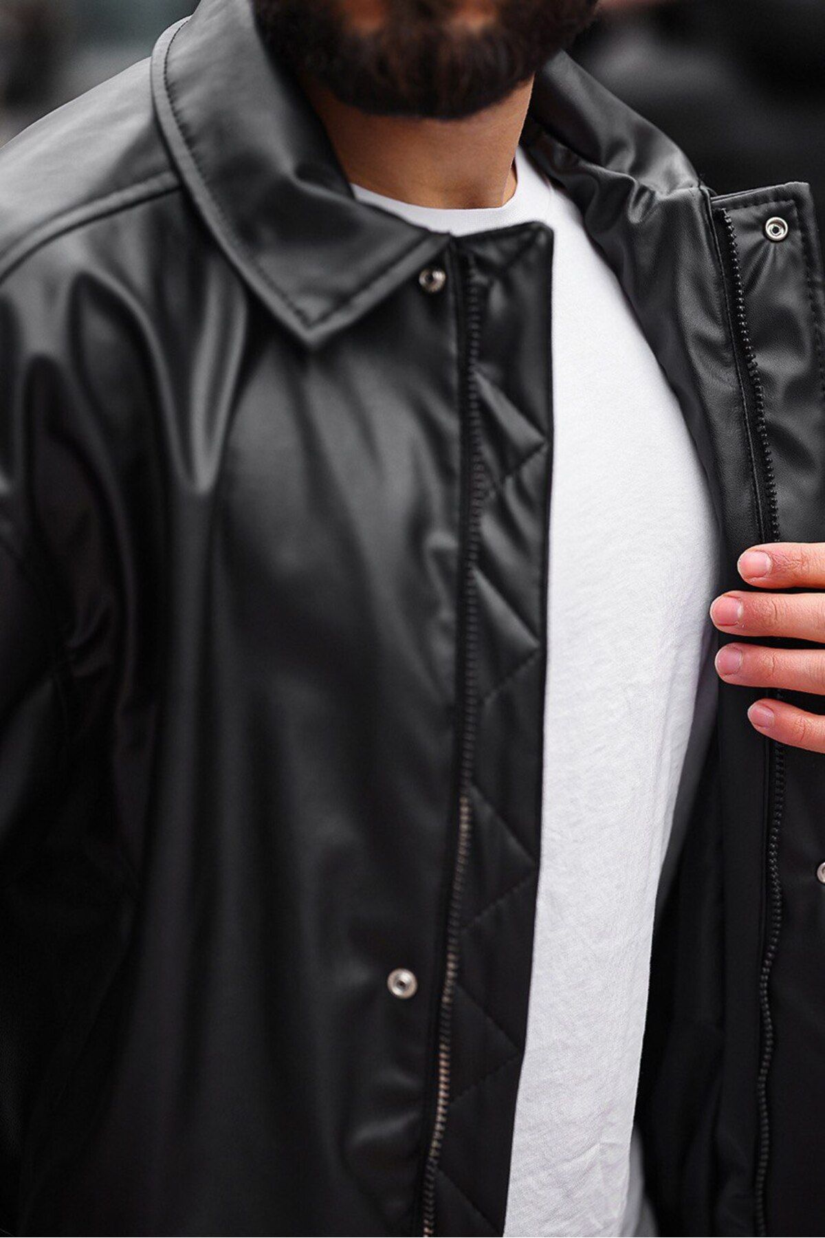 BASEL.CO-New Season Vintage Oversize Loose Fit Leather Jacket 4