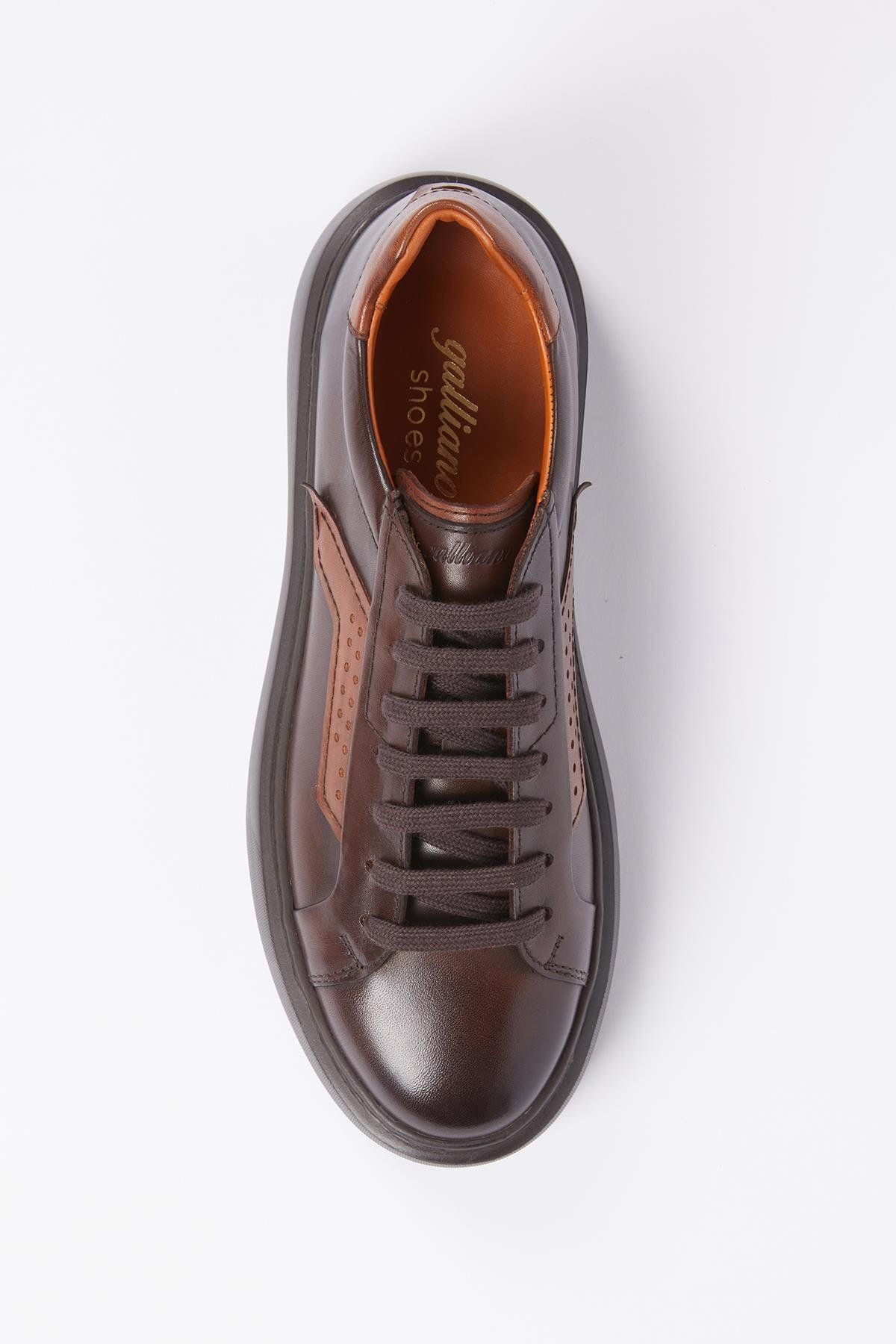 Galliano Shoes-حذاء رياضي ريميني جلد طبيعي أسود ناعم - نعل بالون 3