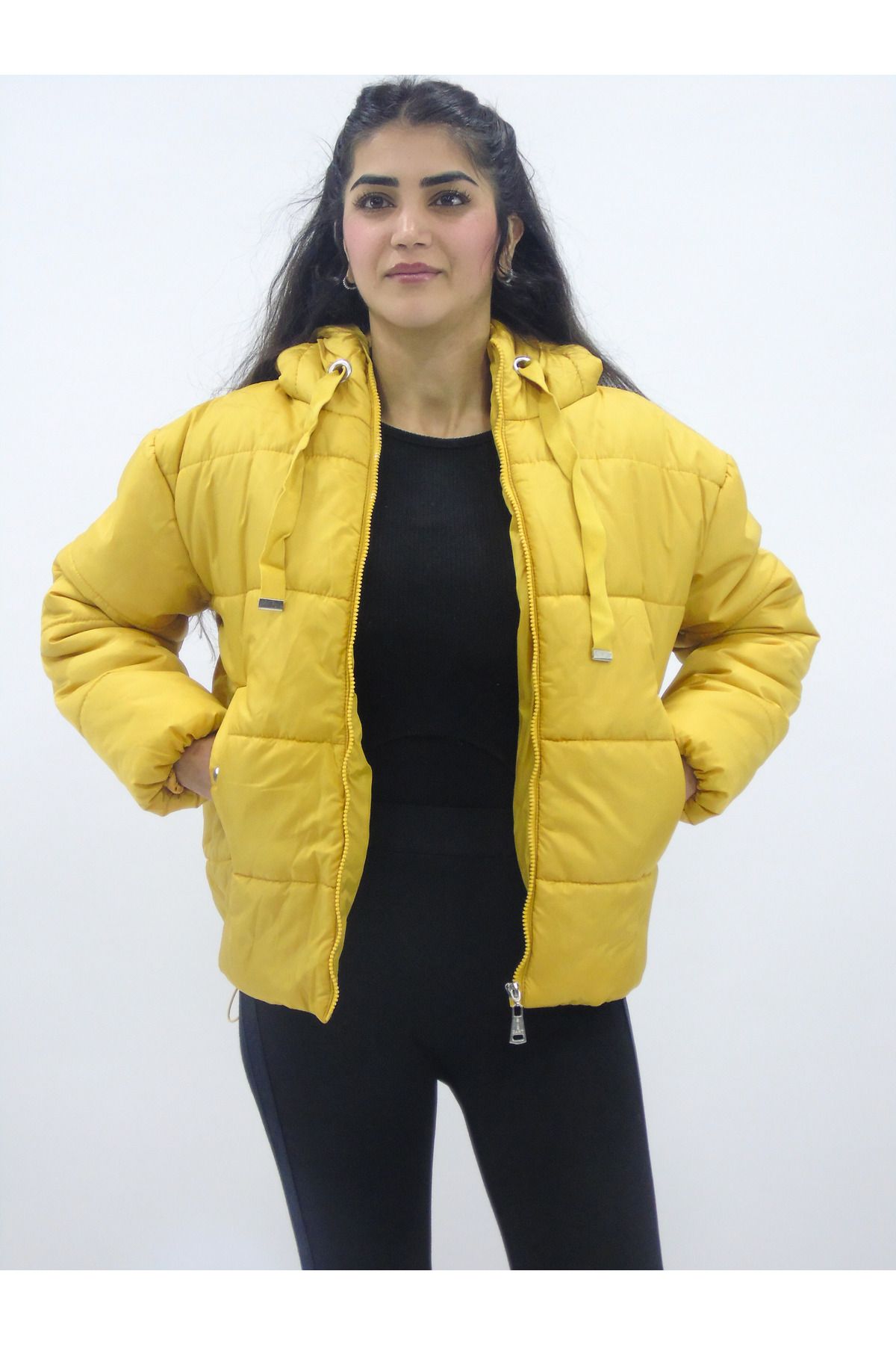 Bigdart-Hooded Solid Color Puffer Jacket 4