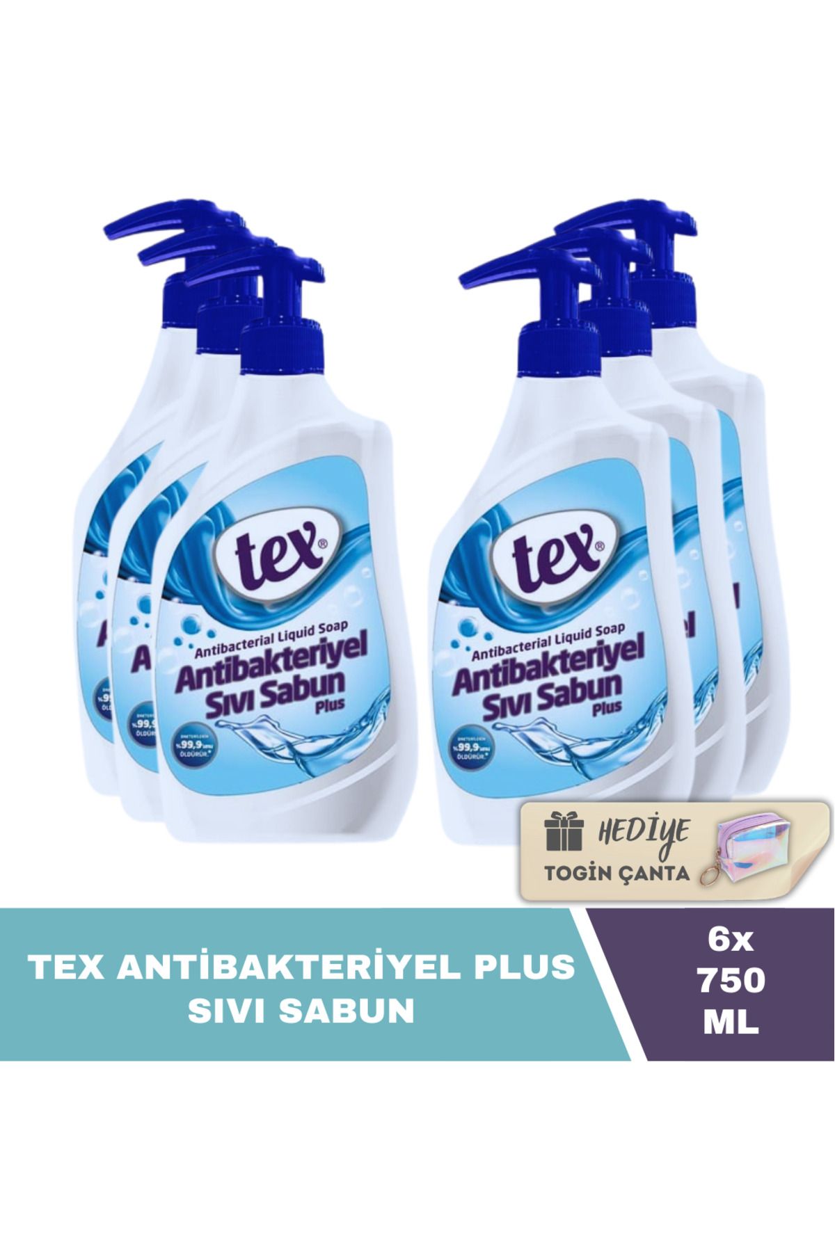 صابون مایع پلاس 750 ML X6 تکه + کیسه توگین هدیه Tex