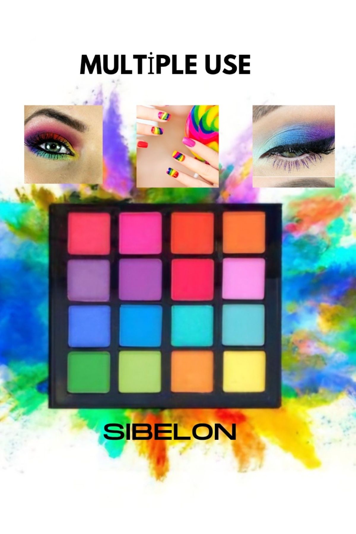 Sibelon 16'lı Neon Göz Farı - Tırnak Süsleme Glitter