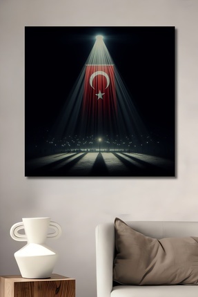 Depozee Türk Bayrağı Dekoratif Ahşap MDF Ev/İşyeri Duvar Tablo Dikdörtgen Ev/...