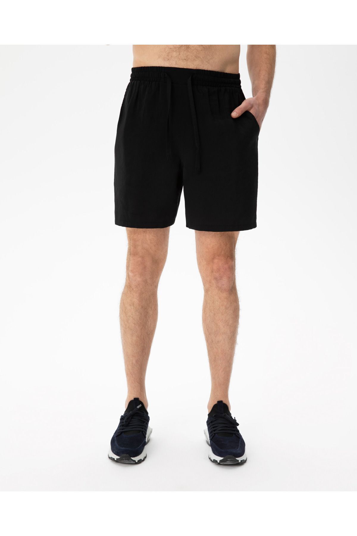 Ayma Active-Black Men's Pocketed Lace-Up Modal Shorts 1