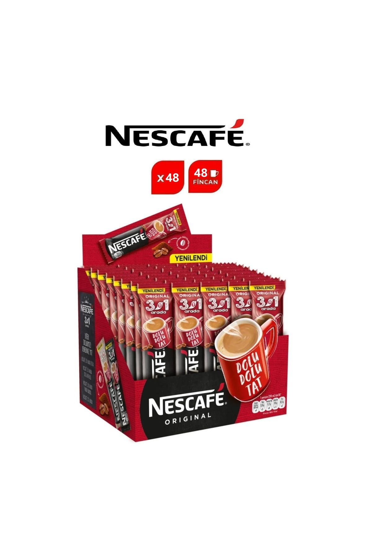 Nescafe Nescafé 3ü 1 Arada Original Çözünebilir Kahve 17,5g x 48 Adet