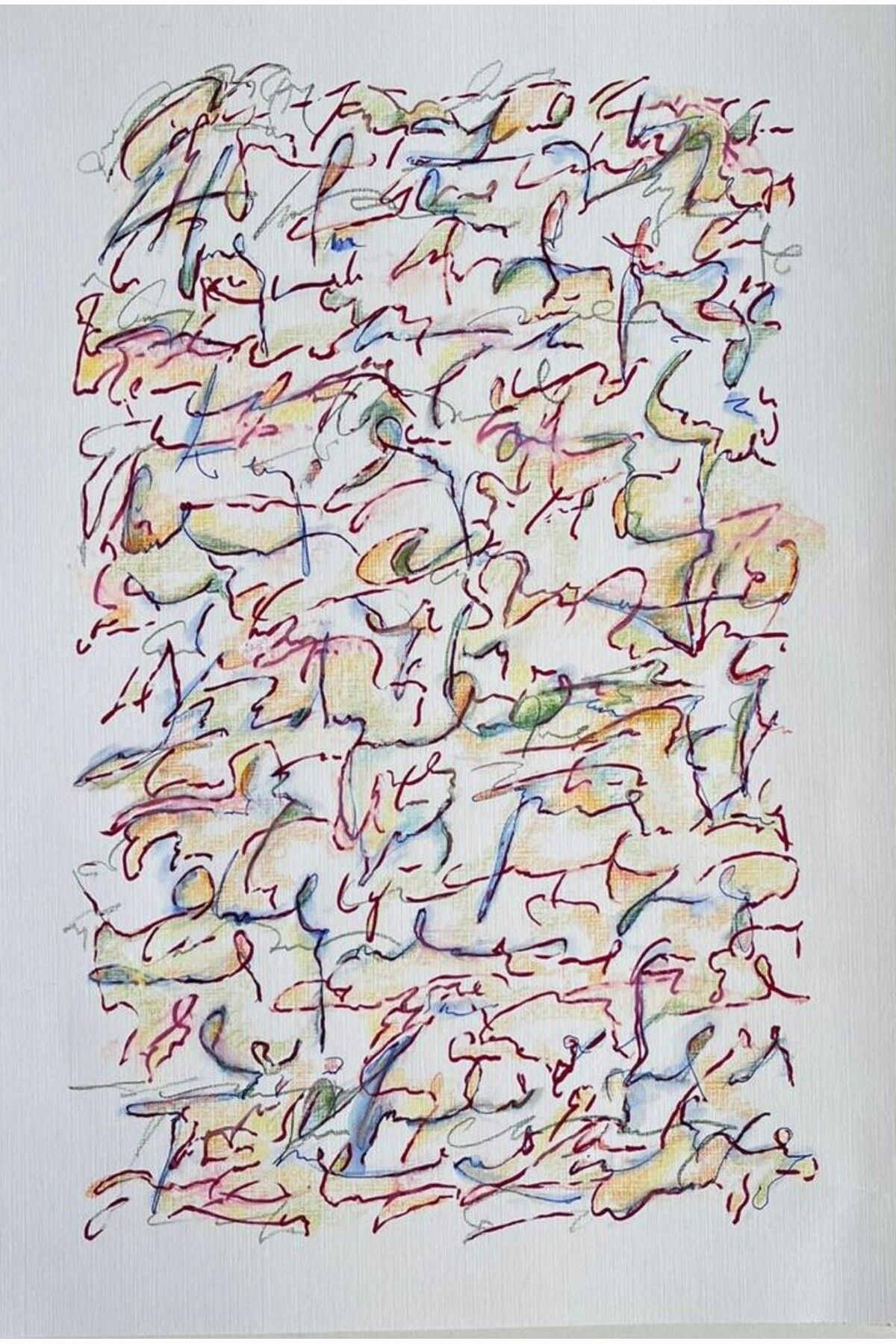 artoloji Gözde Aydın - Asemic 4 - 2024 - Kağıt üzerine karışık teknik - 24.3x34.7 cm