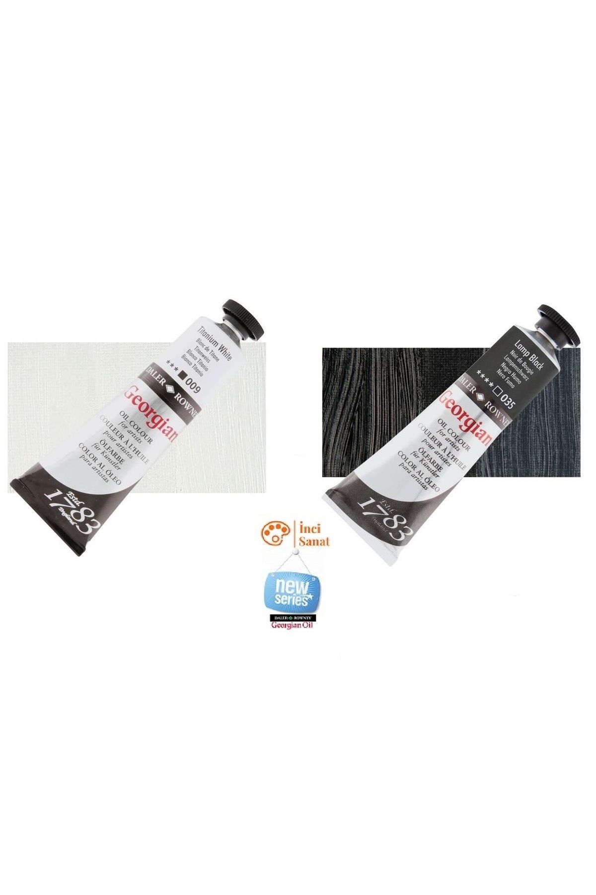 Daler Rowney Georgian Siyah ve Beyaz Set 009 Titanium White ve 035 Lamp Black Yağlı Boya 38ml