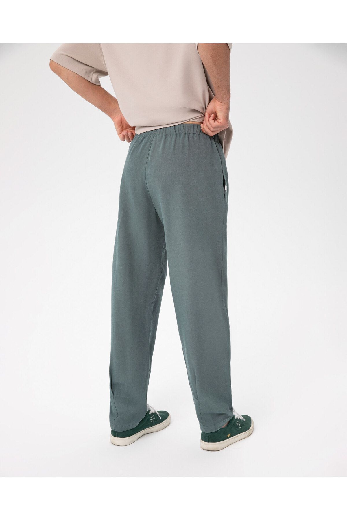 Ayma Active-Men's Blue Linen Look Easy West Pants 2