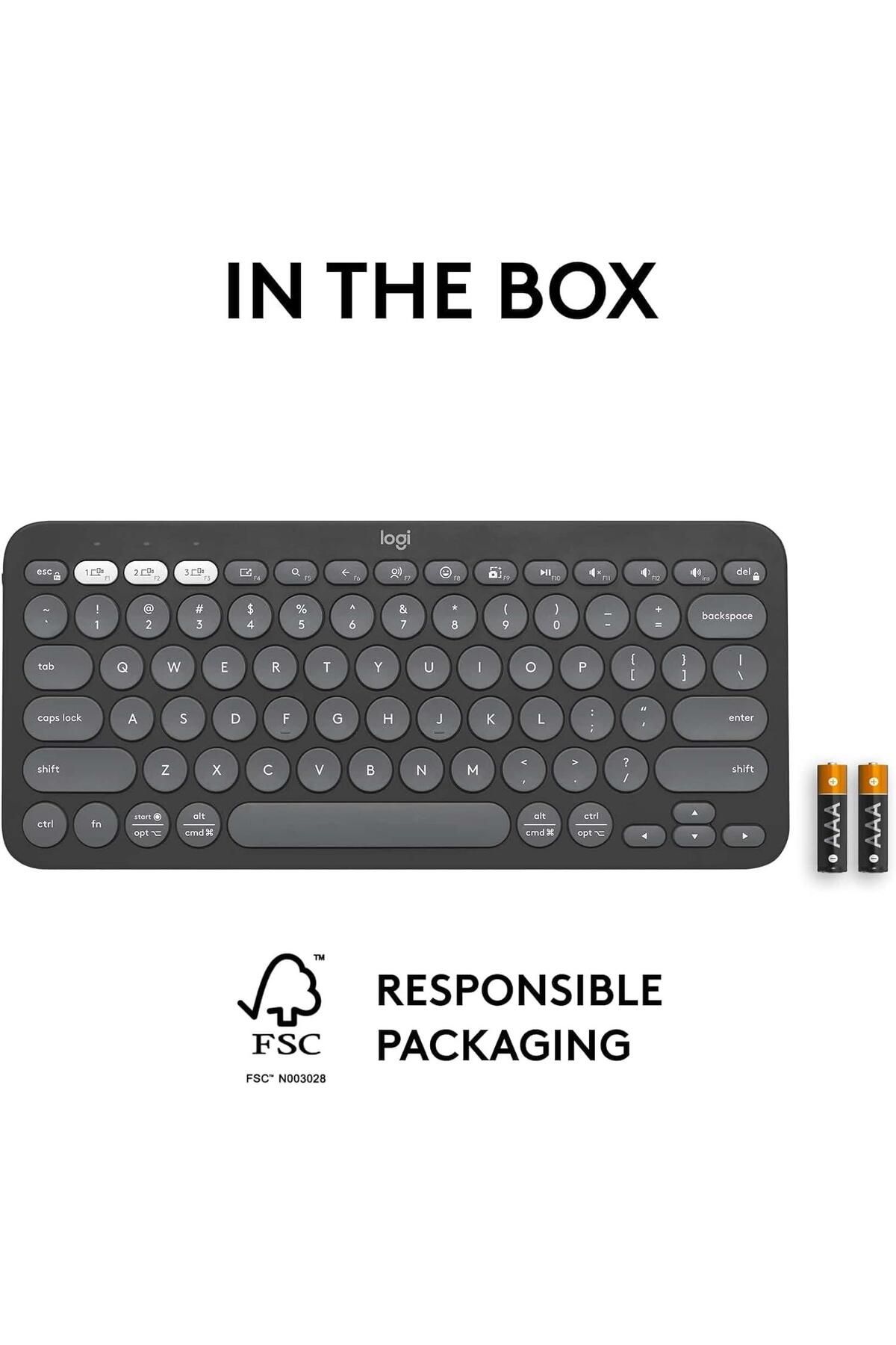 logitech-Pebble Keys 2 K380S, Multi-Device Bluetooth Wireless Keyboard Graphite 7