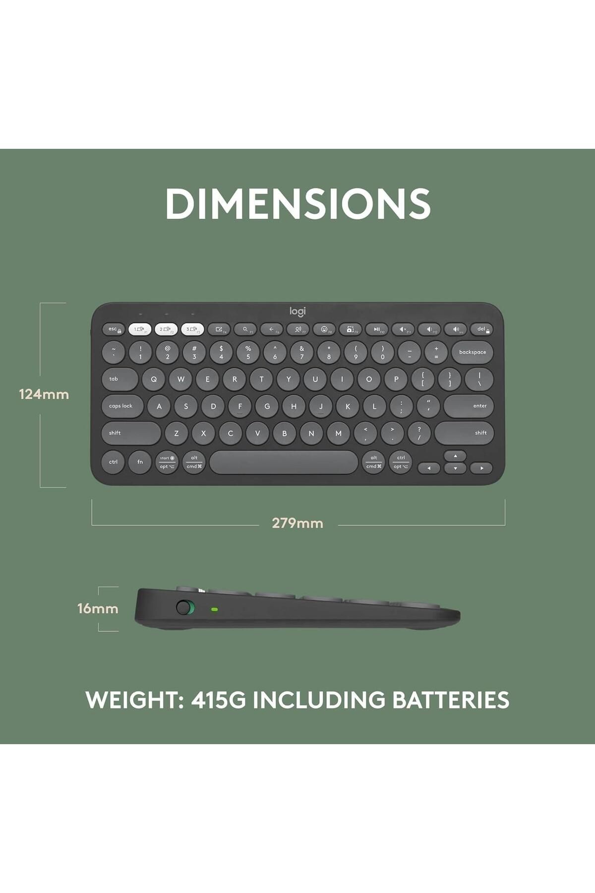 logitech-Pebble Keys 2 K380S, Multi-Device Bluetooth Wireless Keyboard Graphite 6