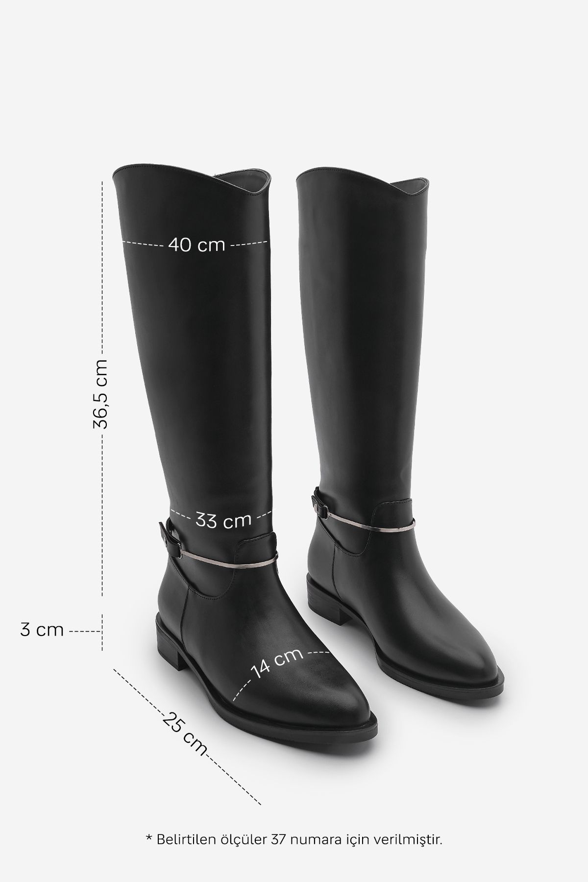 Marjin-Schwarze Velosa-Reitstiefel für Damen – Metallschnalle, lässig ohne Reißverschluss 8