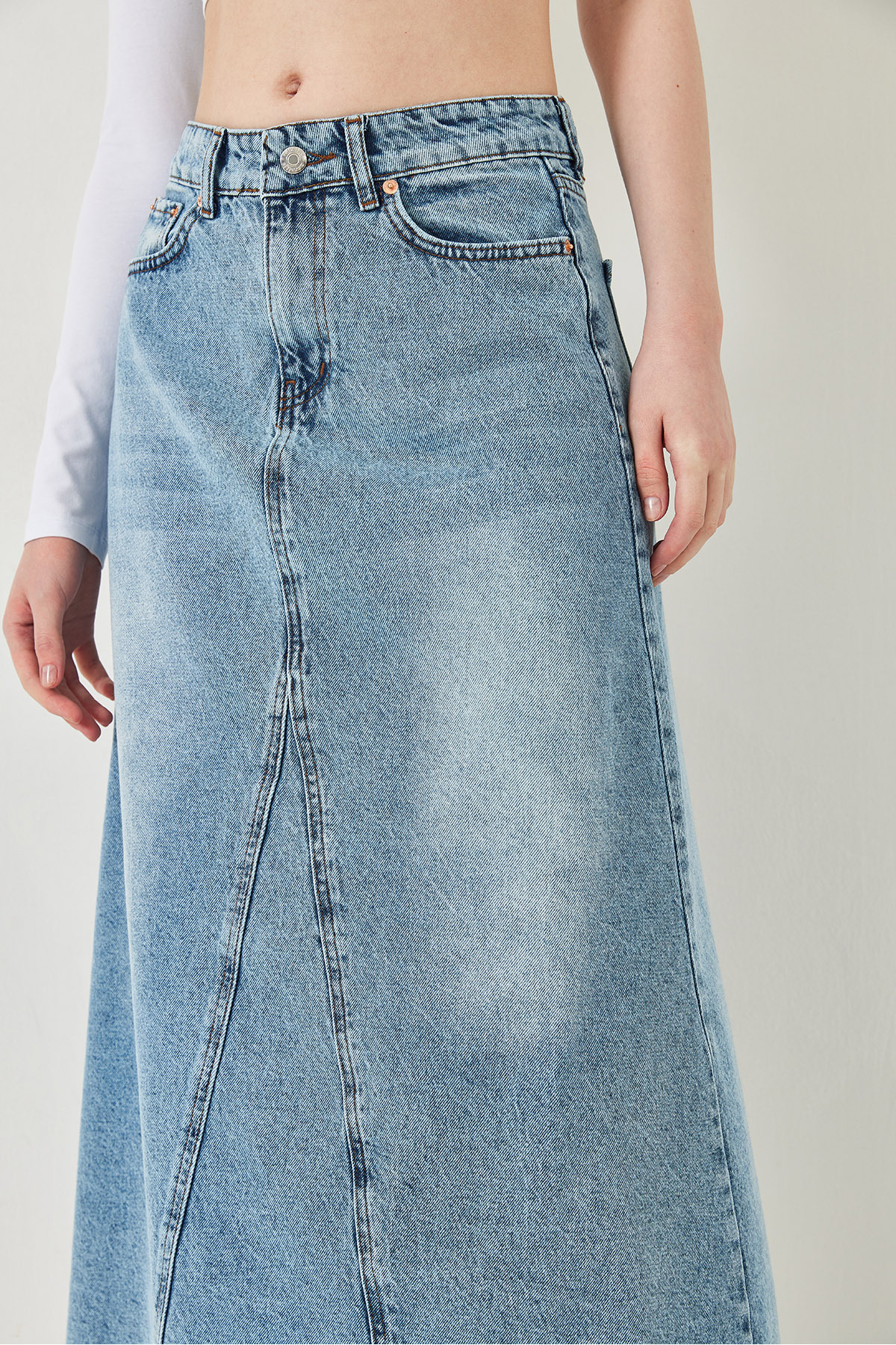 Bianco Lucci-Fusta lungă din denim tăiată cu laser pentru femei 5137 60261291 6