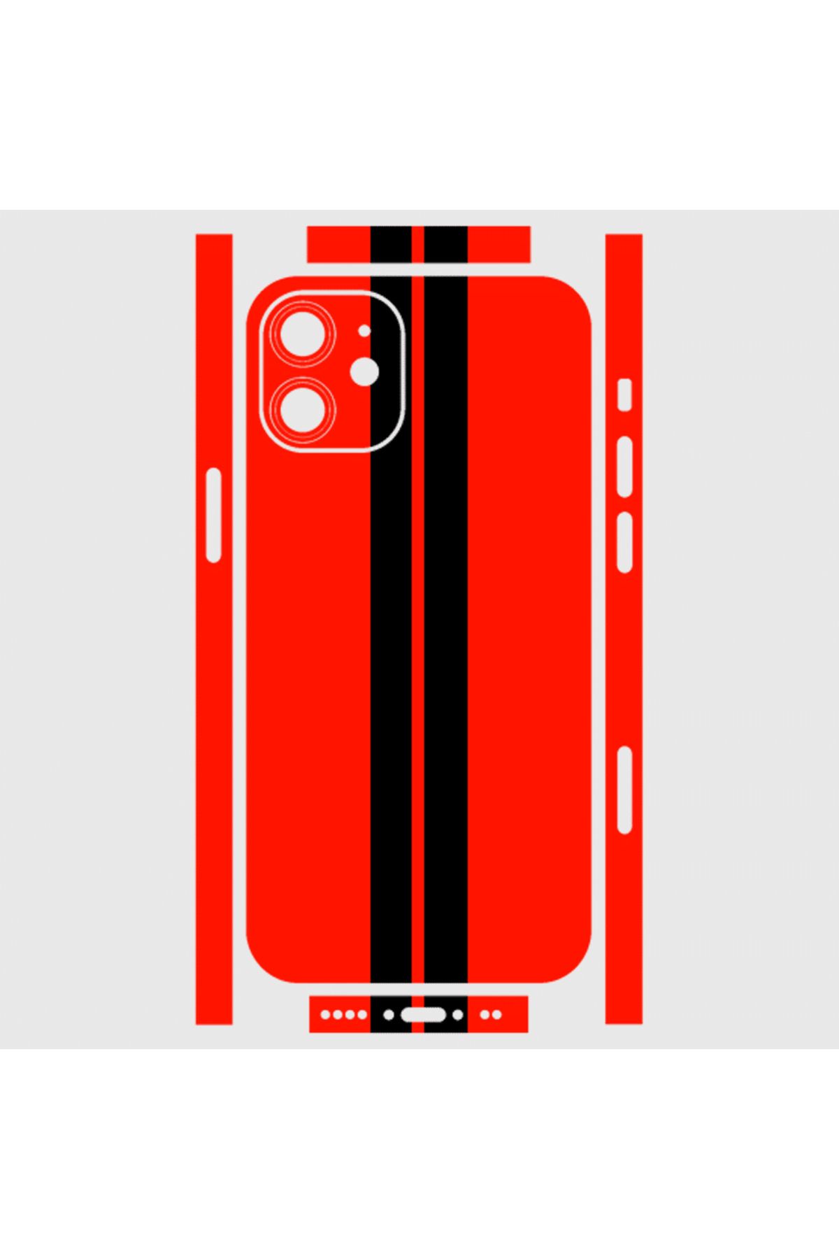 Royaleks iPhone 12 Mini Telefon Kaplama - Siyah Çift Şerit