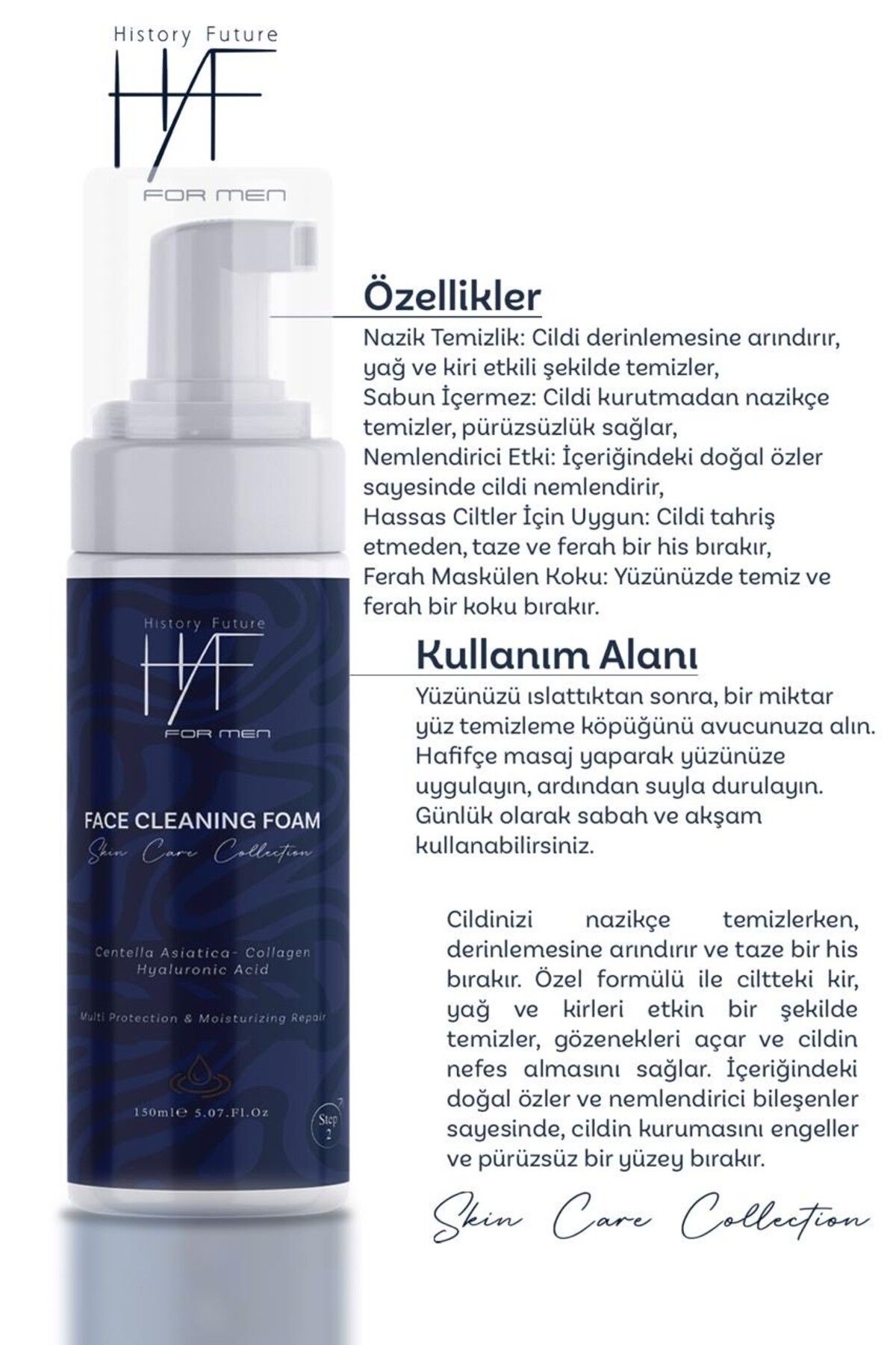 history future-Men's Facial Cleansing Foam Deep Cleansing Moisturizing Effect Soap-Free Formula 150ml 5