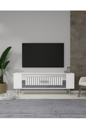 cantek dizayn RETROLP3CT TV SEHPASI BEYAZ-GÜMÜŞ